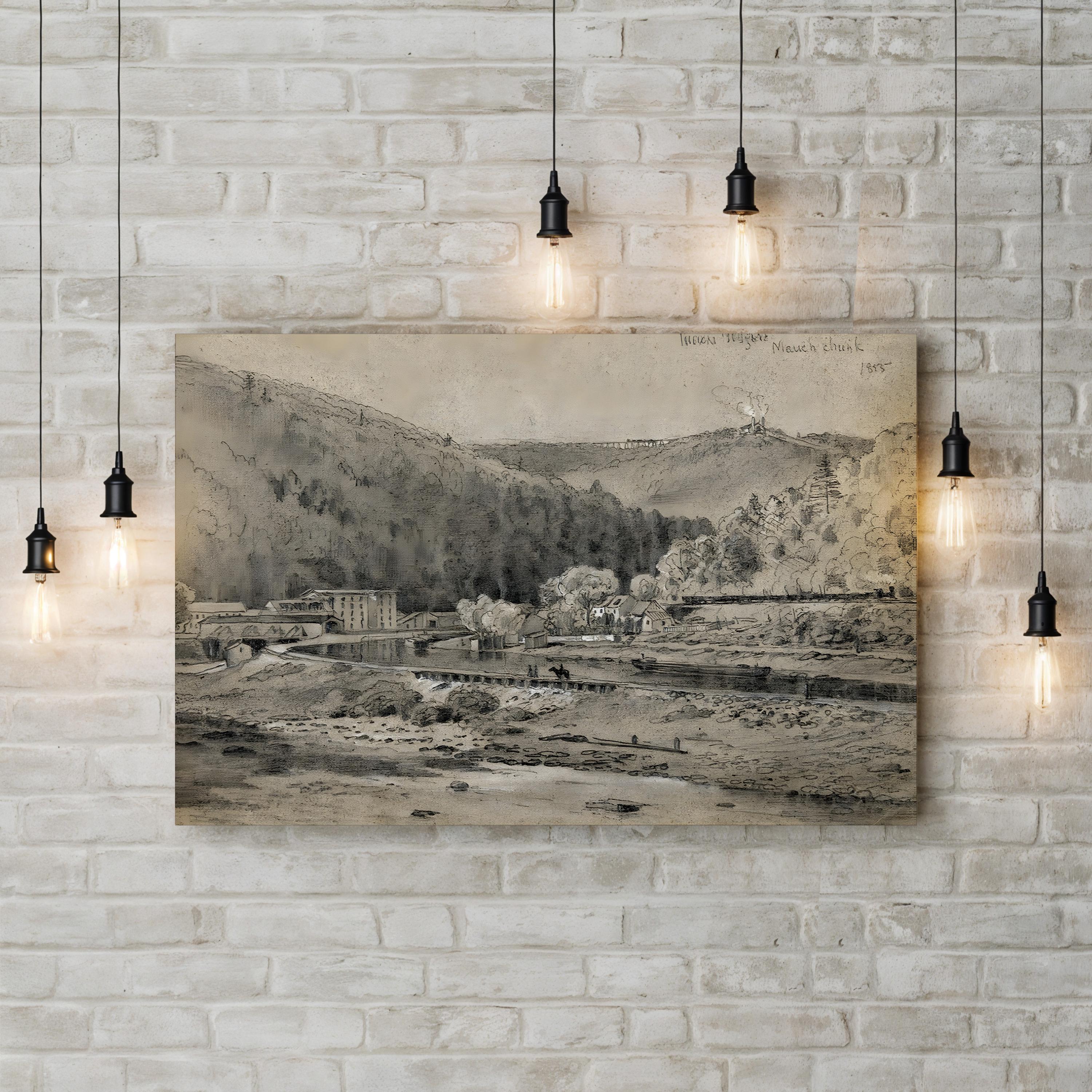 Mauch Chunk, Mount Pisgah – Period Illustration Wall Art | Historic Pennsylvania Canvas Print