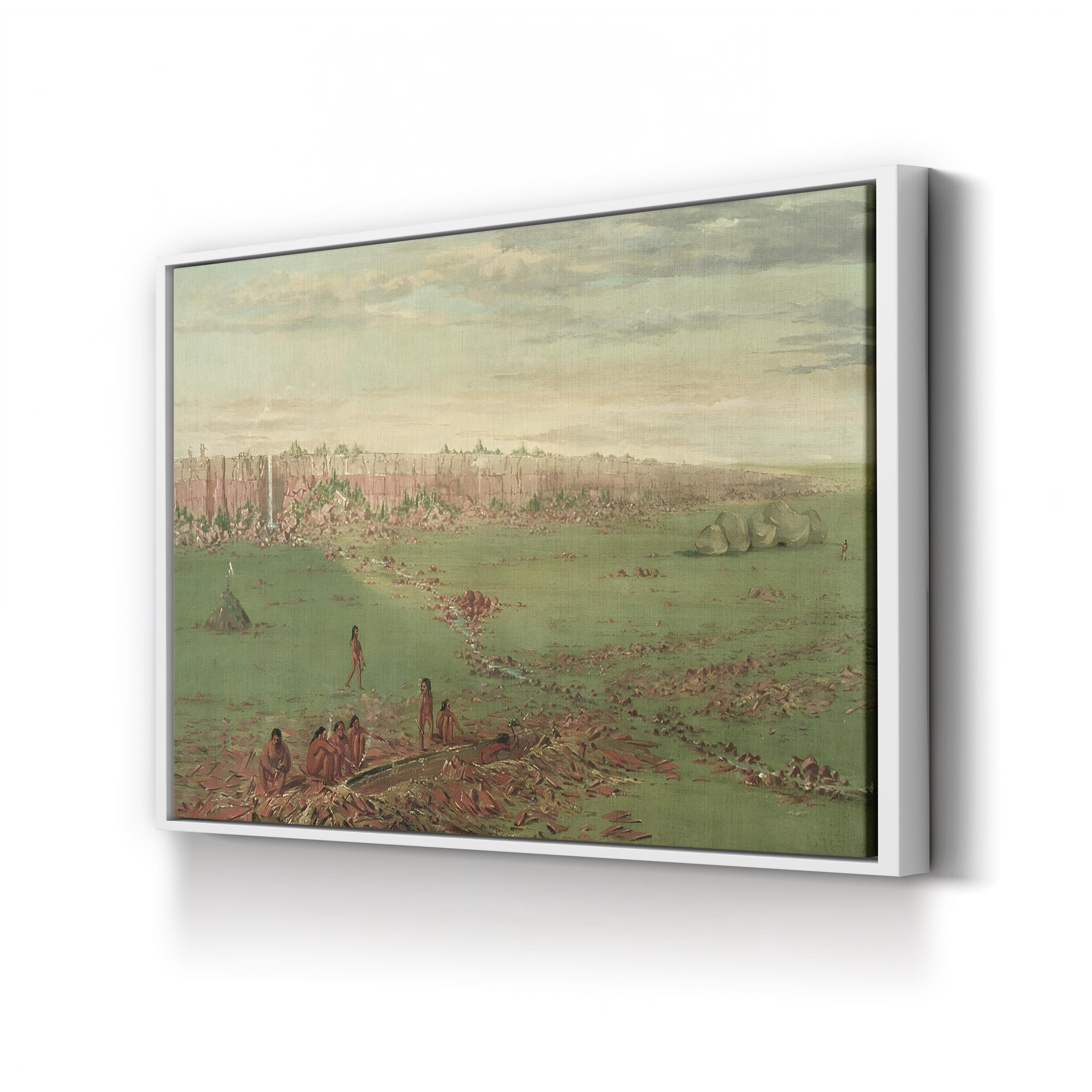 Pipestone Quarry on the Coteau des Prairies Wall Art – 1836 Native American Landscape by George Catlin