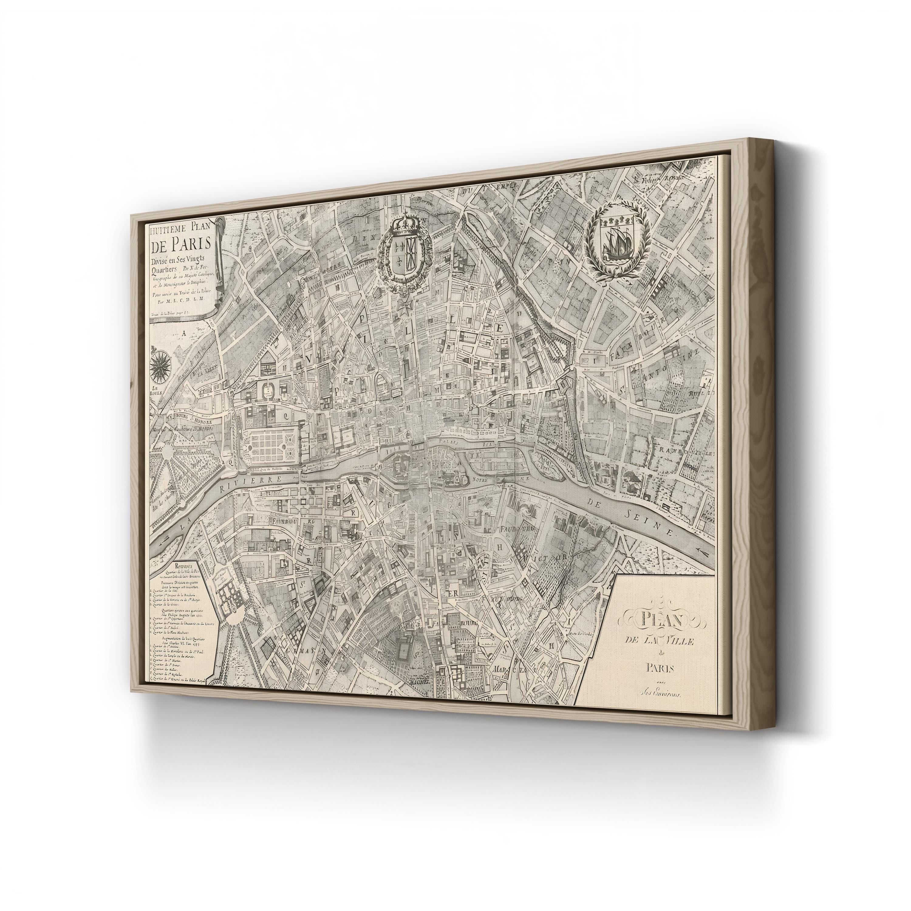 Plan de la Ville de Paris, 1715 – Vintage Paris City Map Wall Art by Nicolas De Fer