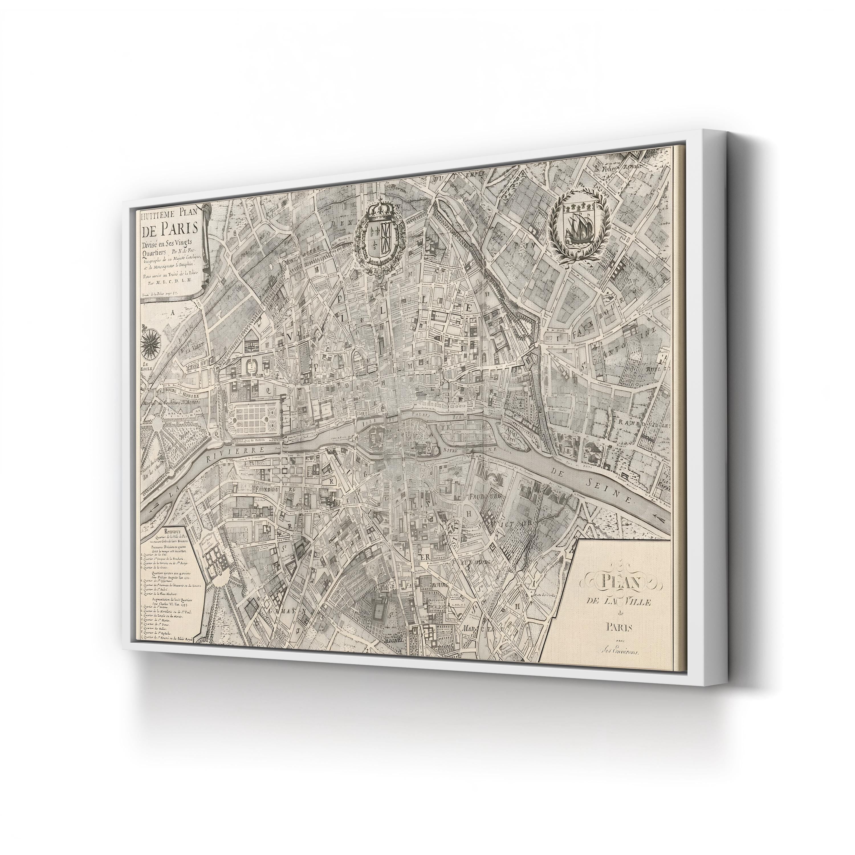 Plan de la Ville de Paris, 1715 – Vintage Paris City Map Wall Art by Nicolas De Fer