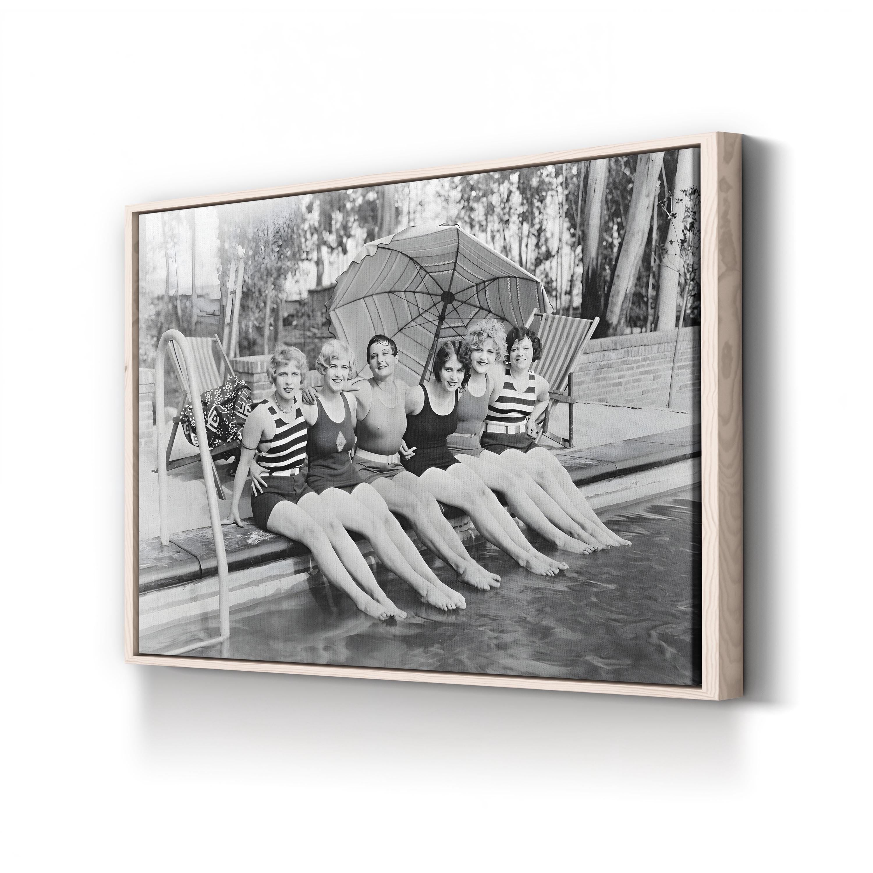 Vintage Poolside, Black & White – Vintage Photography Wall Art | Retro Canvas Print