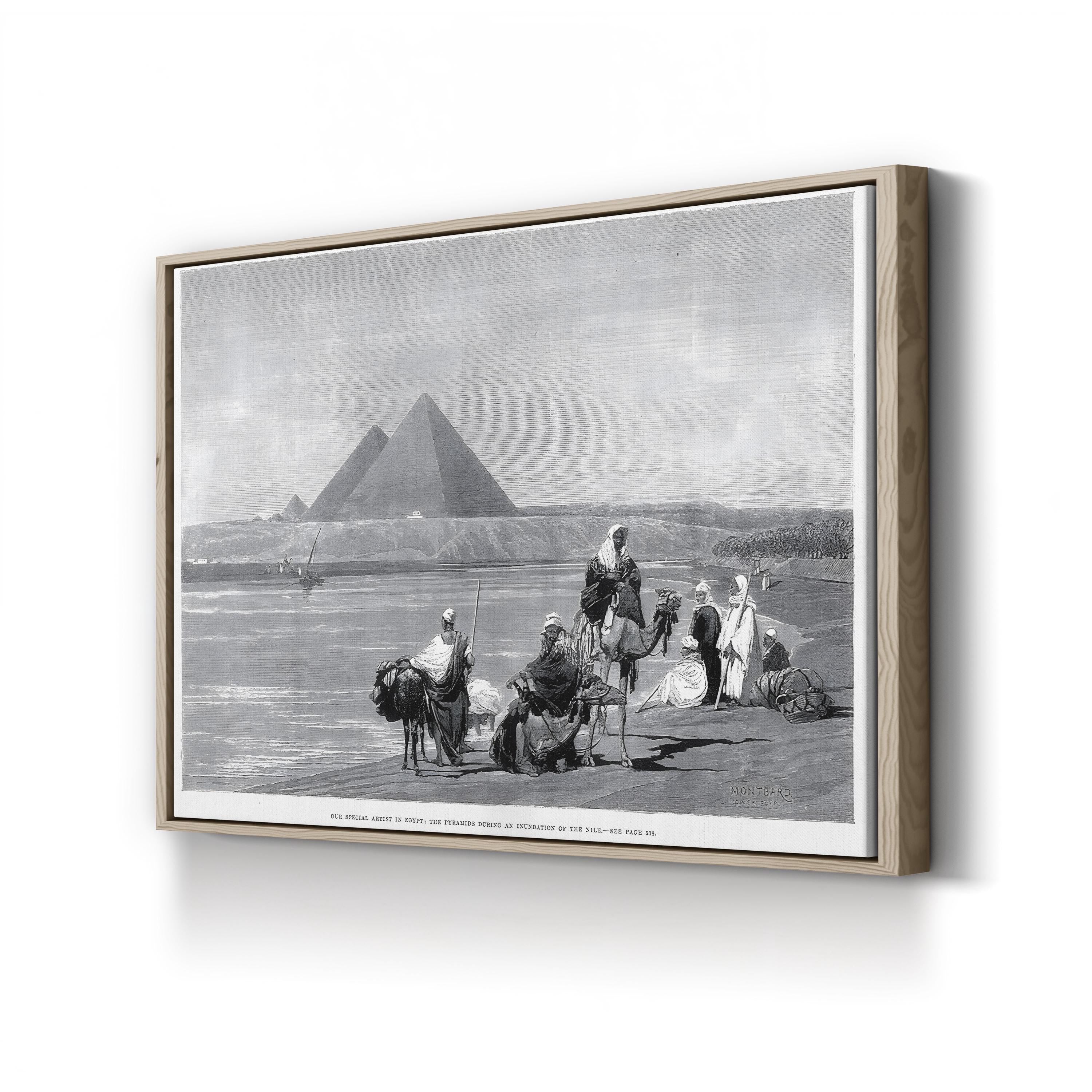 Pyramids at Giza, 1882 Antique Egyptian Wall Art | Historic Nile Inundation Canvas