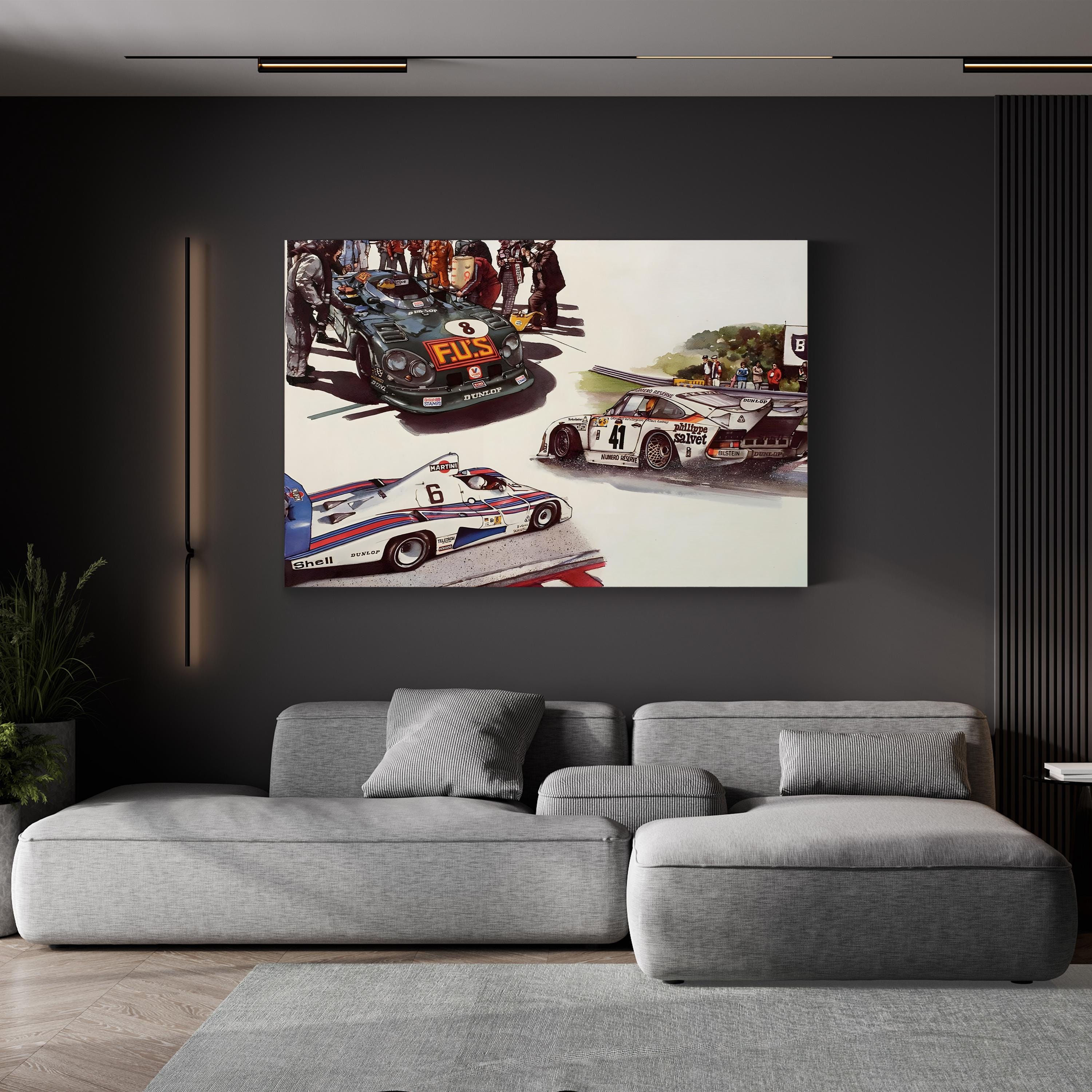 Vintage Racing Cars Illustration canvas print in gallery wrap canvas