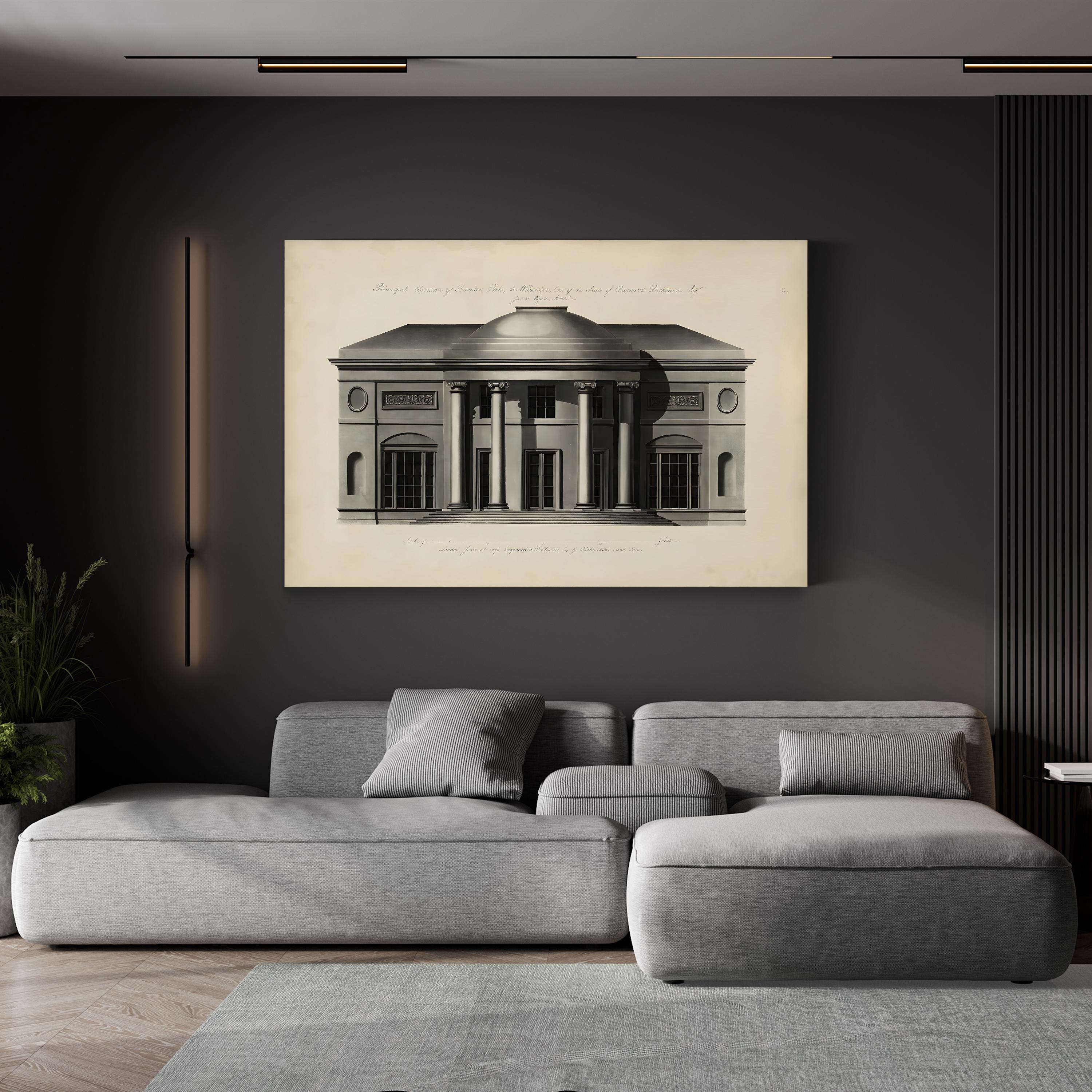 Richardson Architecture III Wall Art by George Richardson – Vintage Black & White Architectural Canvas