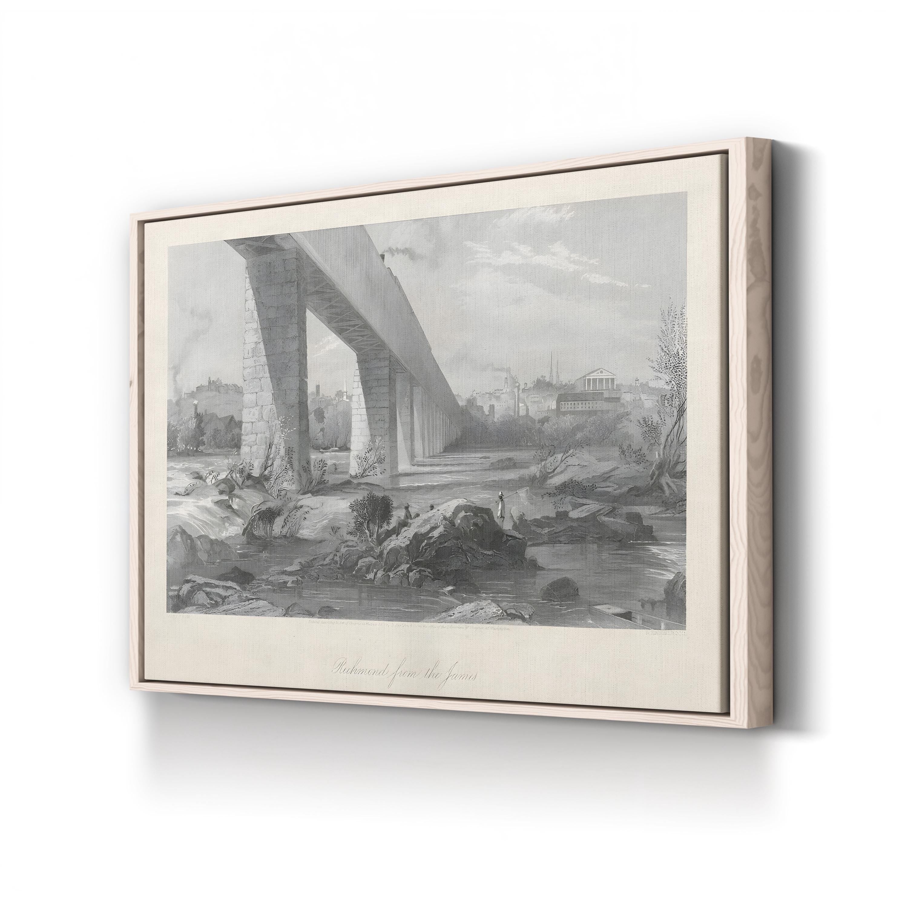 Richmond From the James Wall Art by William Cullen Bryant – 19th Century Black & White Landscape Canvas