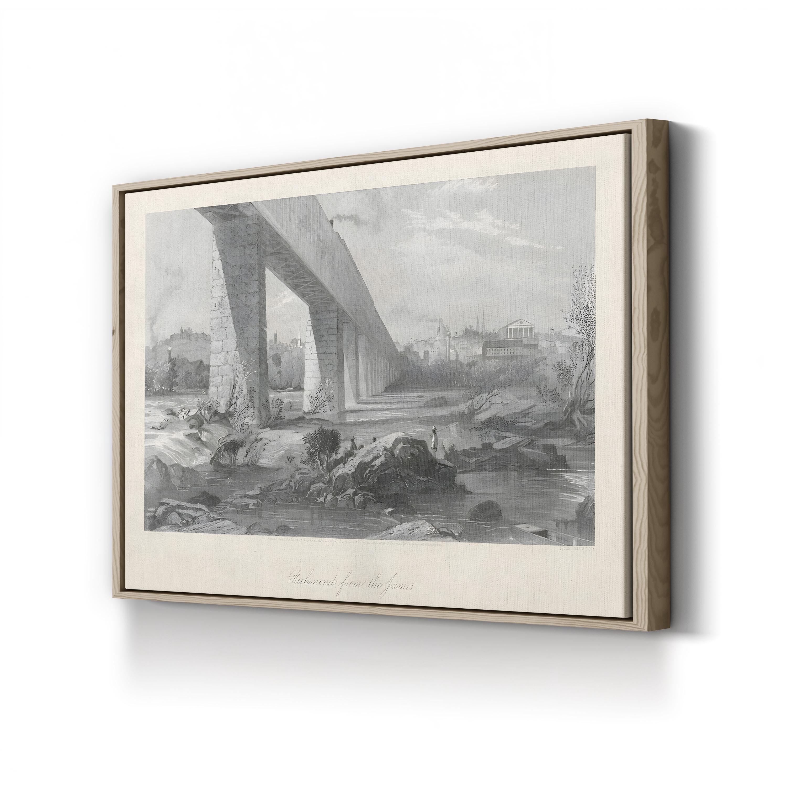 Richmond From the James Wall Art by William Cullen Bryant – 19th Century Black & White Landscape Canvas