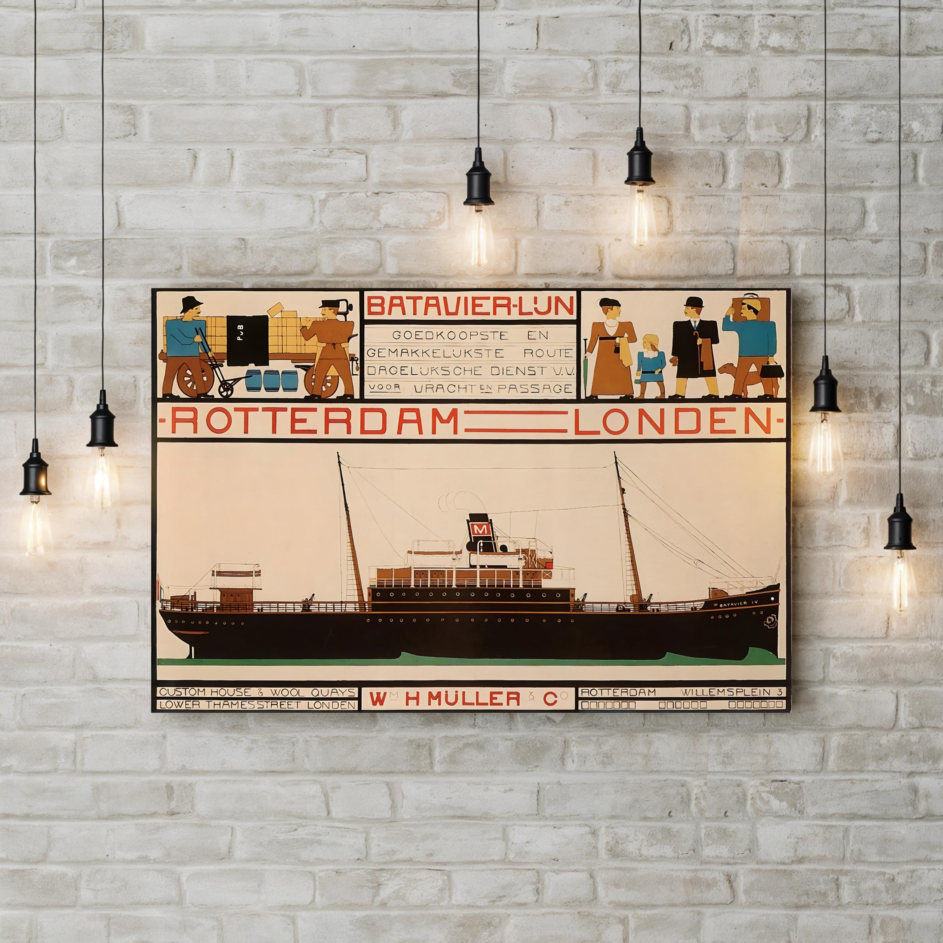 Rotterdam–London Travel Poster – Period Illustration Wall Art | Art Deco Canvas Print