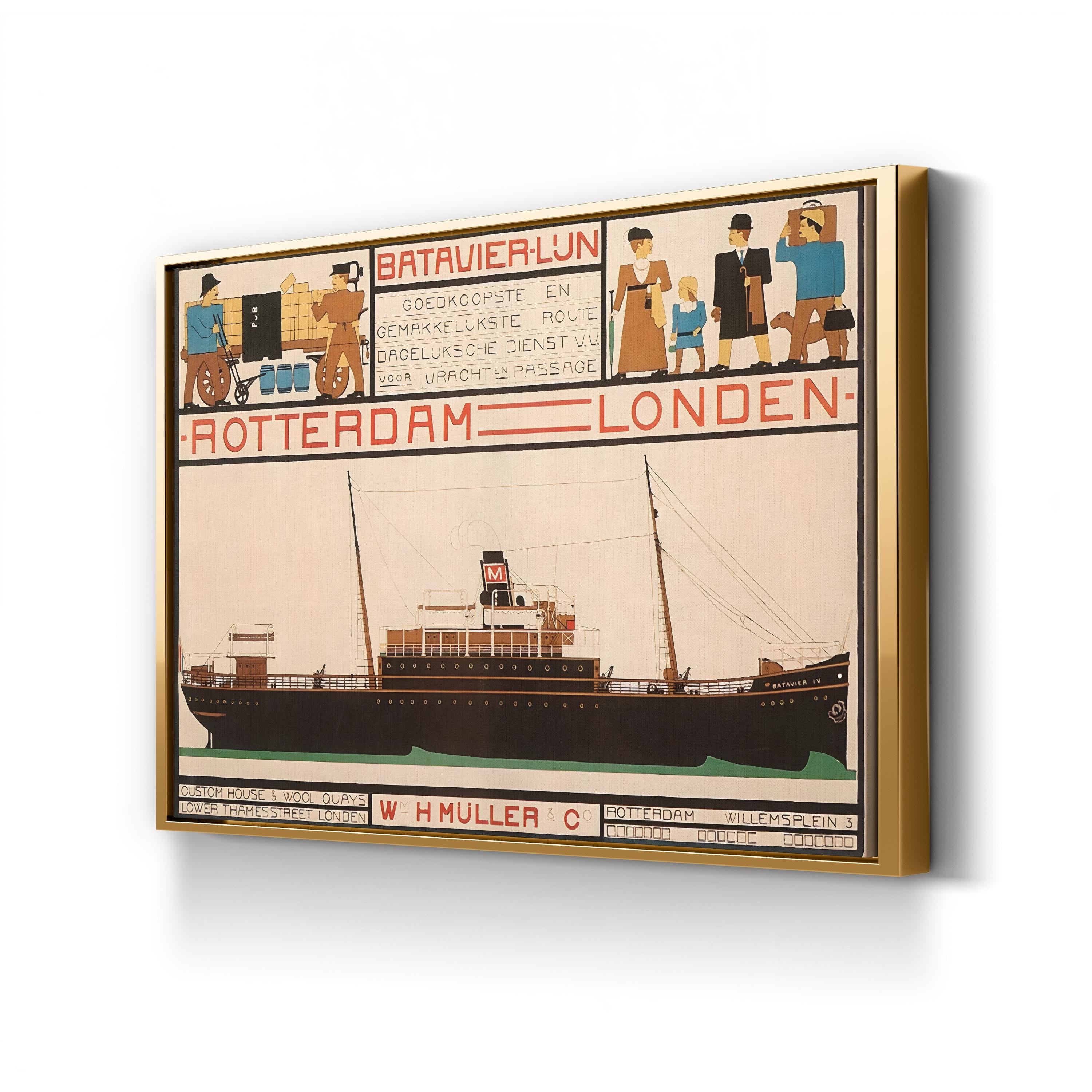 Rotterdam–London Travel Poster – Period Illustration Wall Art | Art Deco Canvas Print