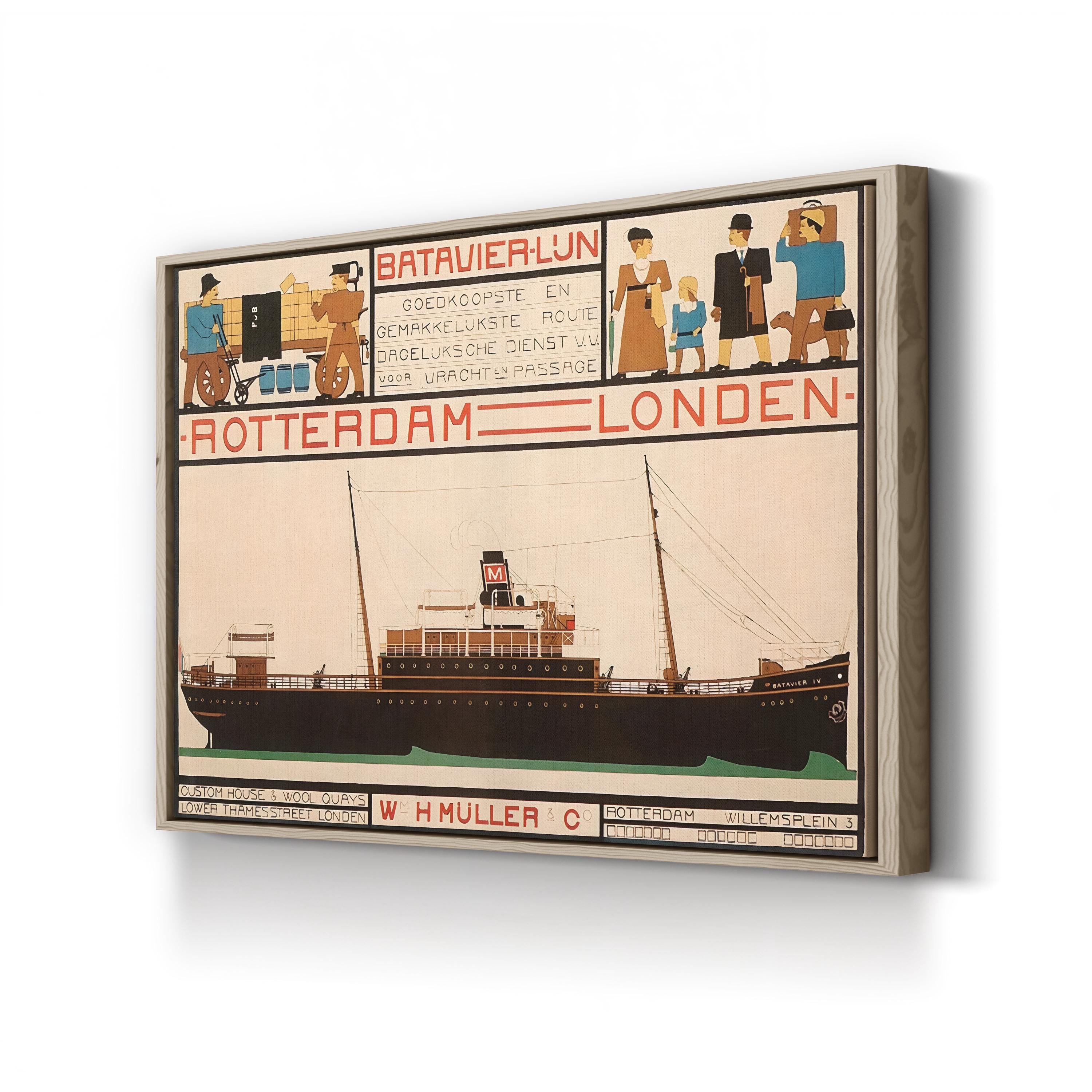 Rotterdam–London Travel Poster – Period Illustration Wall Art | Art Deco Canvas Print