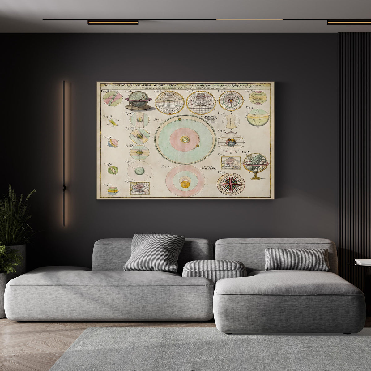 Schematismus Geographiae Mathematicae, c. 1753 by Tobias Mayer canvas print displayed in a modern living room