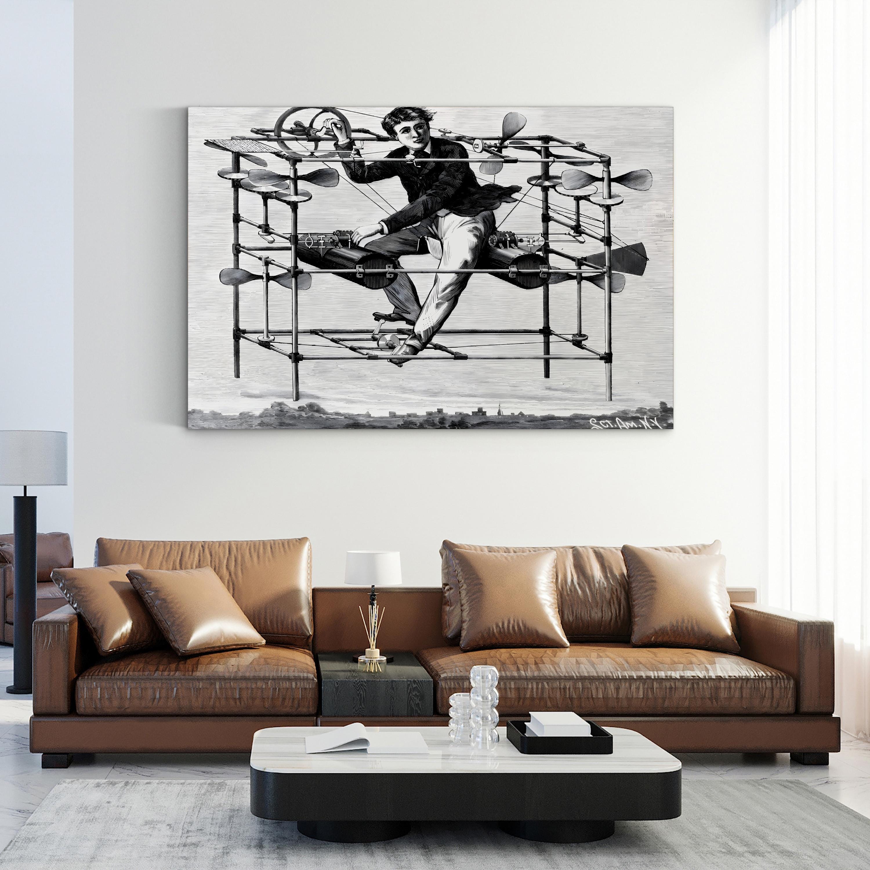Scientific American Illustration of the Flying Bedstead (W Ayers Flying Machine), 1885 Wall Art