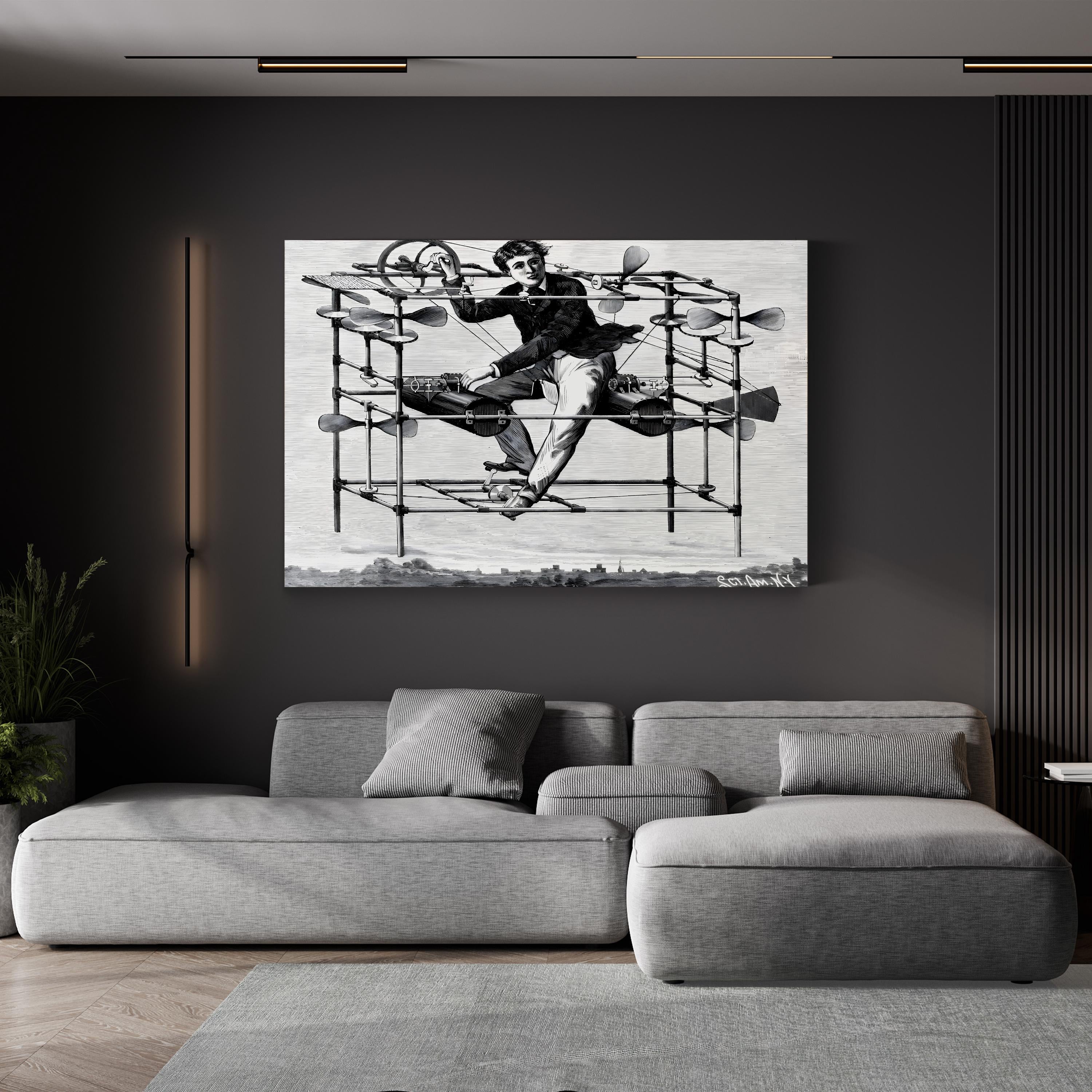 Scientific American Illustration of the Flying Bedstead (W Ayers Flying Machine), 1885 Wall Art