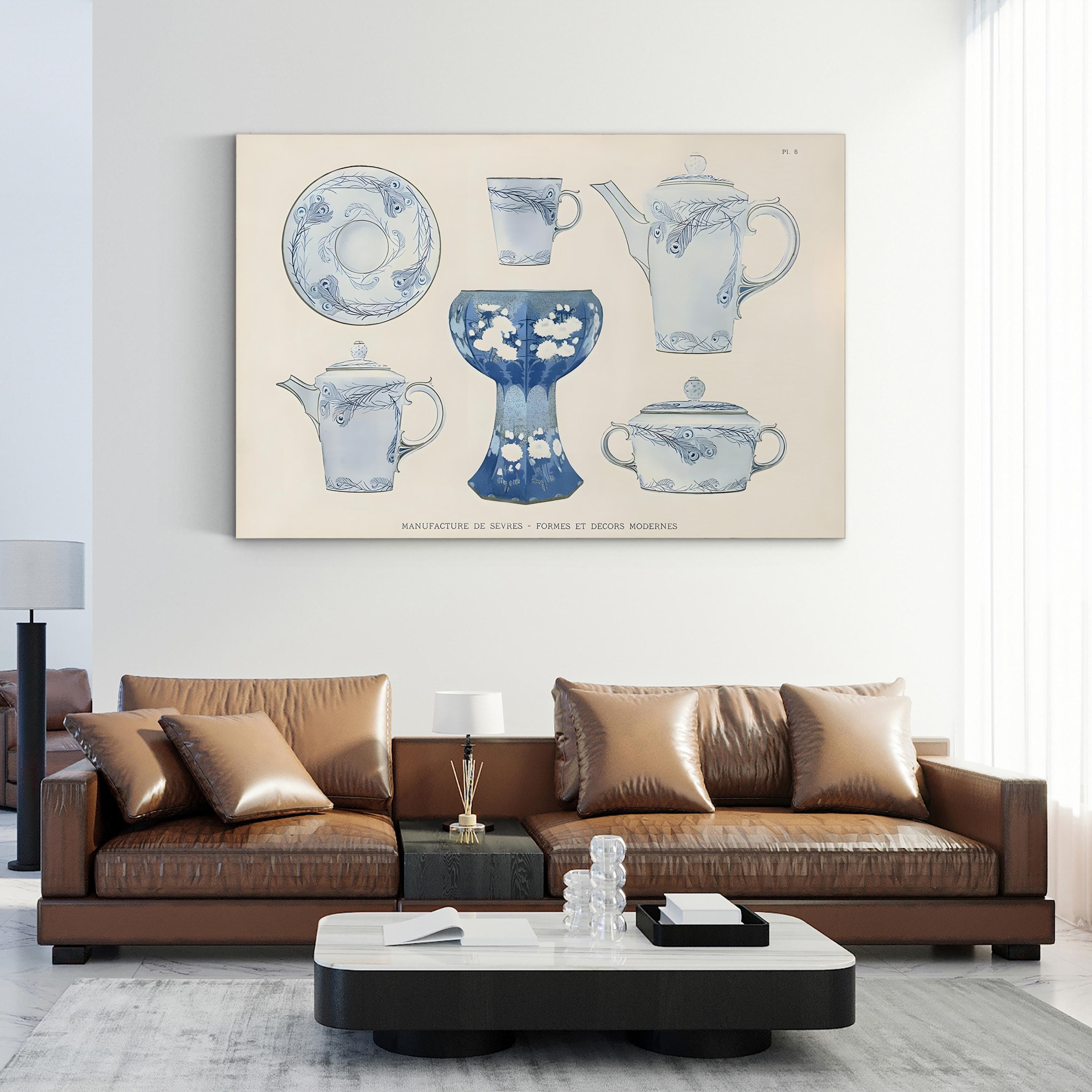 Sèvres Porcelain Tea Set – Period Illustration Wall Art | Vintage French China Canvas Print