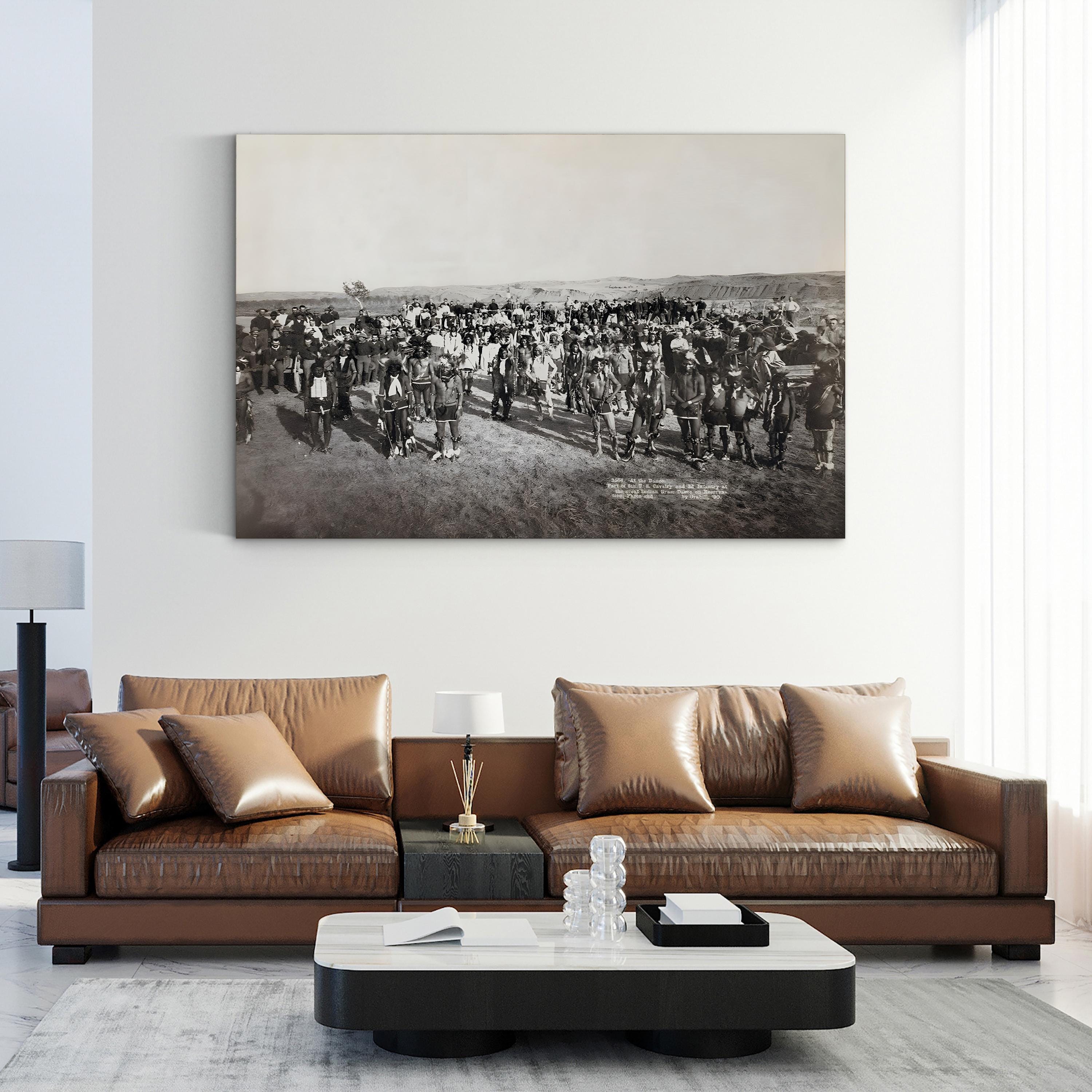 Sioux Dance, 1890 Wall Art | Black and White Native American History Canvas Print