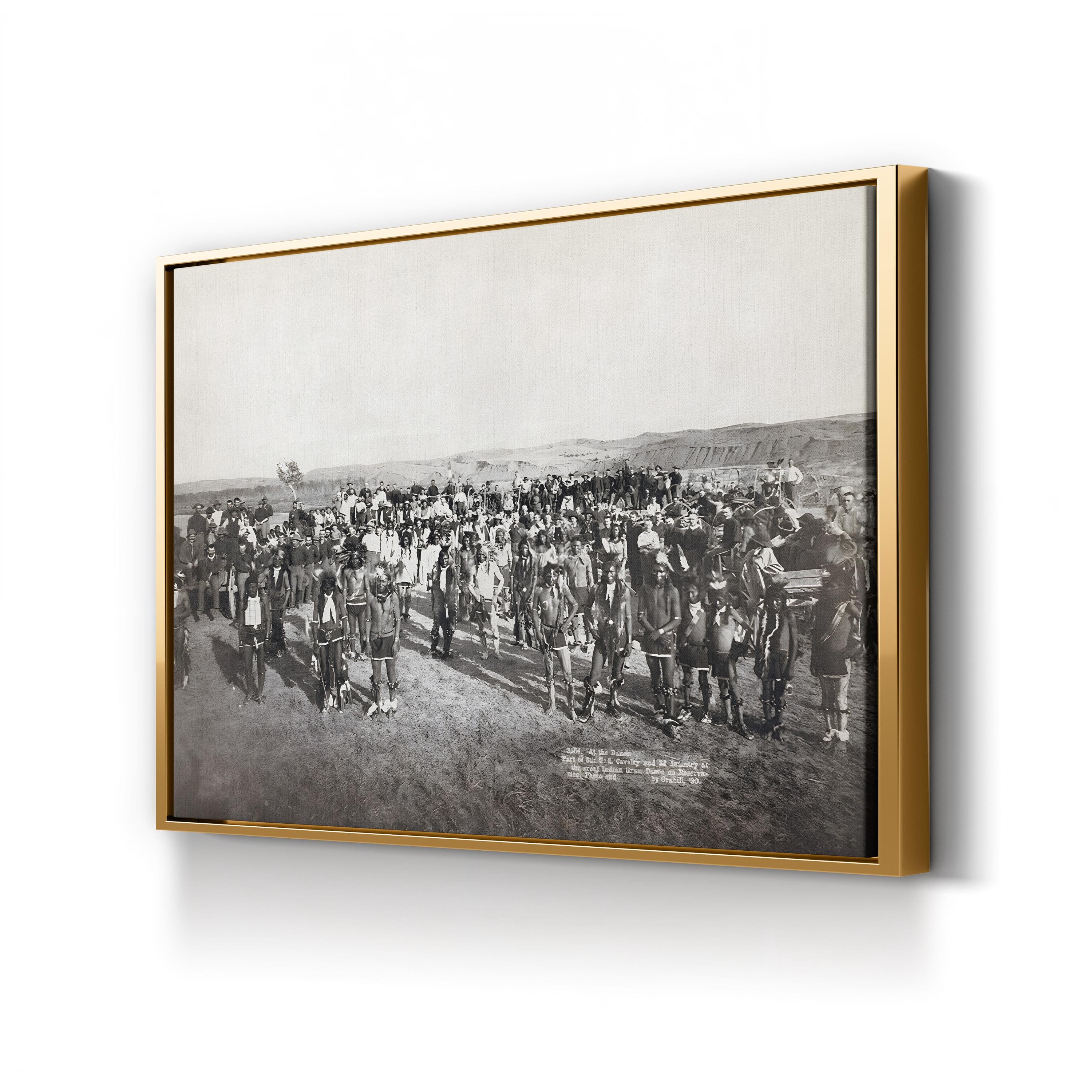 Sioux Dance, 1890 Wall Art | Black and White Native American History Canvas Print