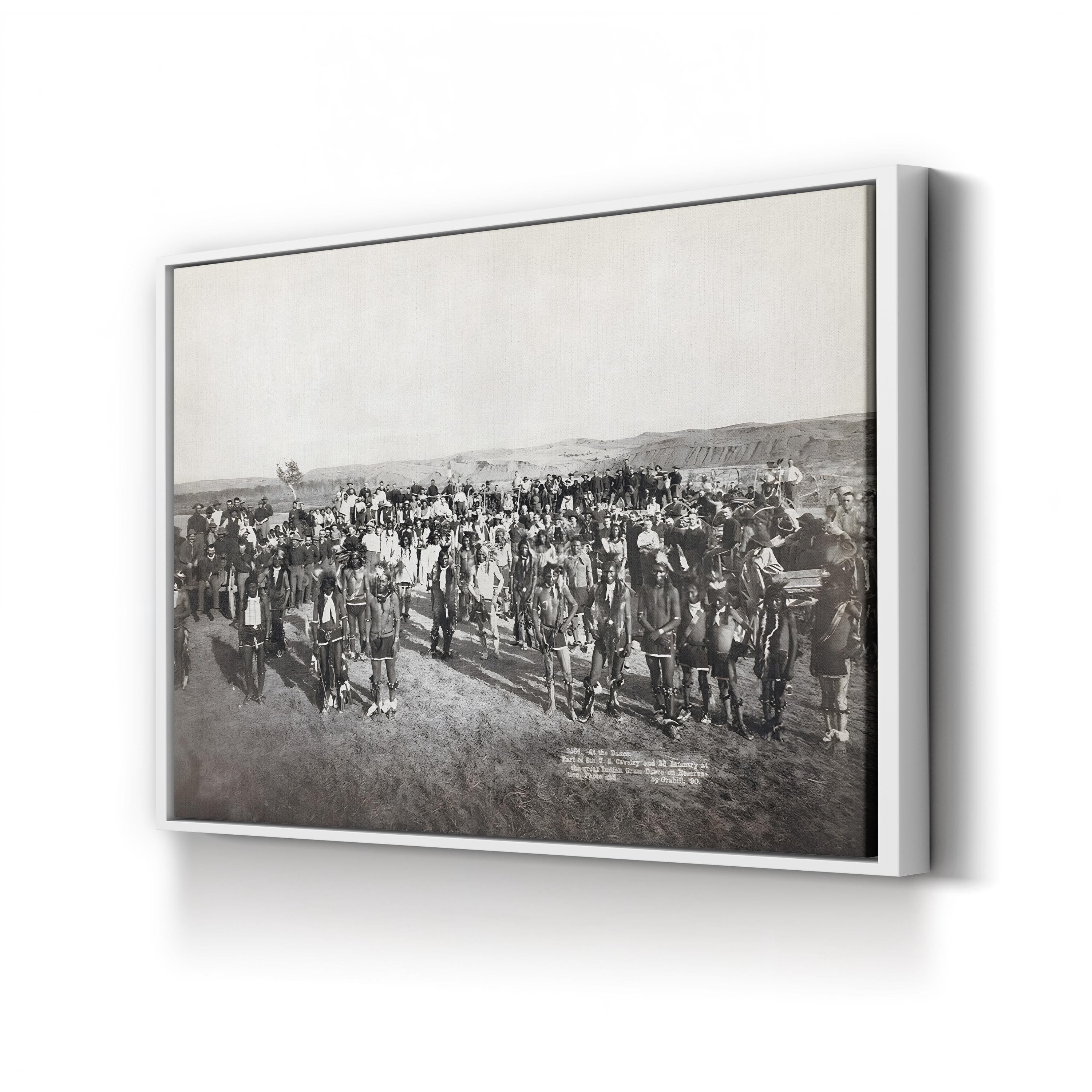 Sioux Dance, 1890 Wall Art | Black and White Native American History Canvas Print