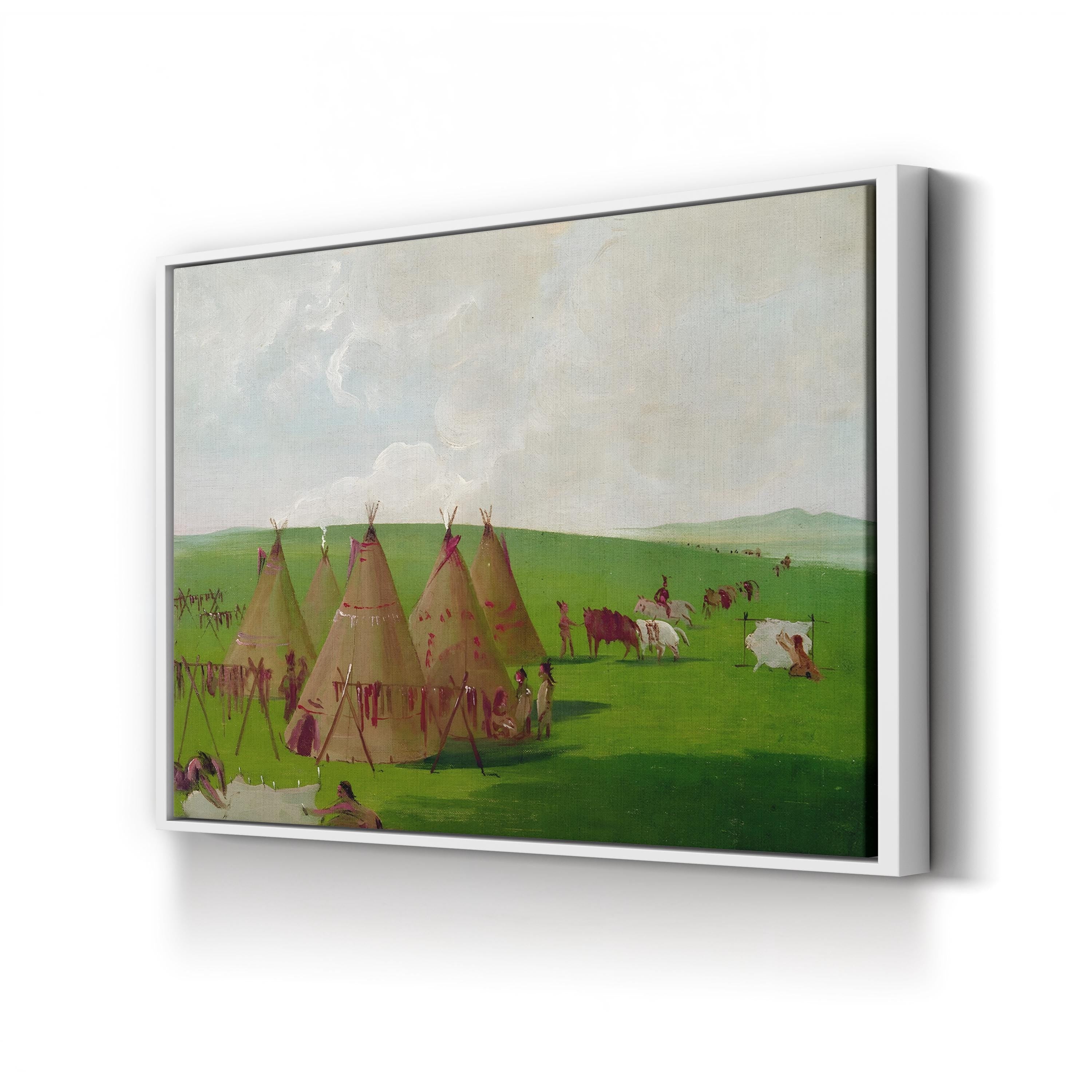 Sioux Encampment, 1832 Canvas Art Print – George Catlin Native American Museum Artwork