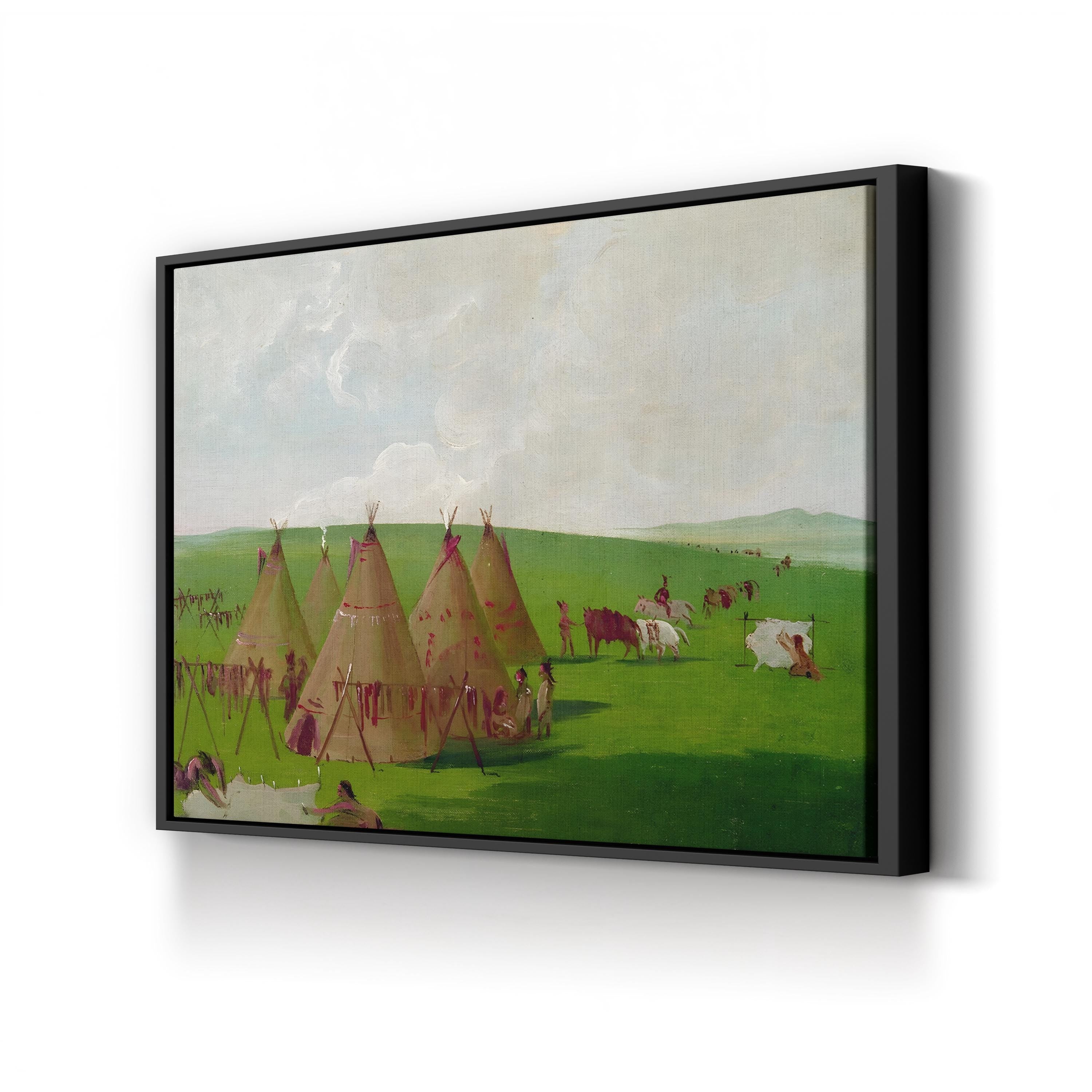 Sioux Encampment, 1832 Canvas Art Print – George Catlin Native American Museum Artwork