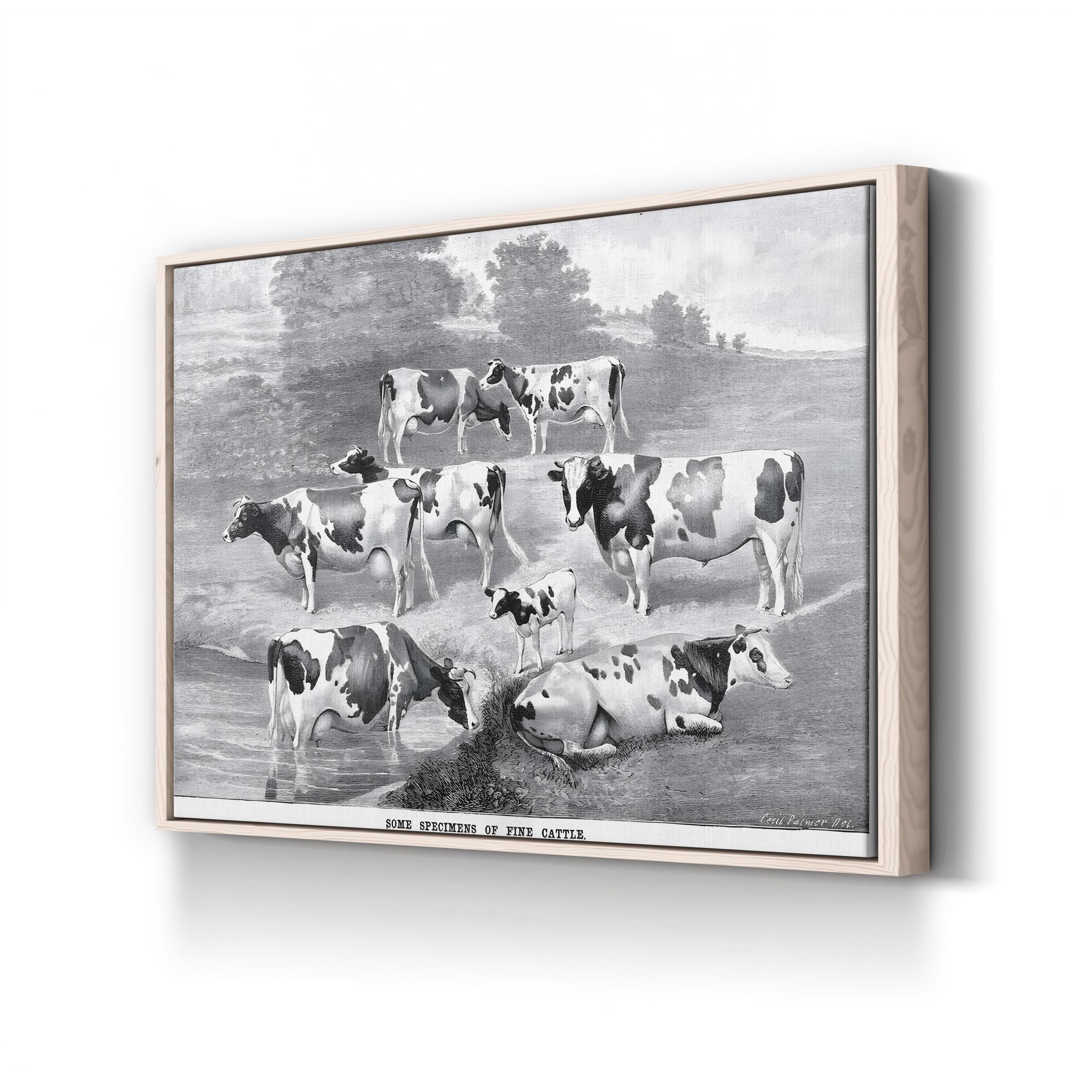 1884 Farmstead Cattle Farmhouse Canvas Wall Art