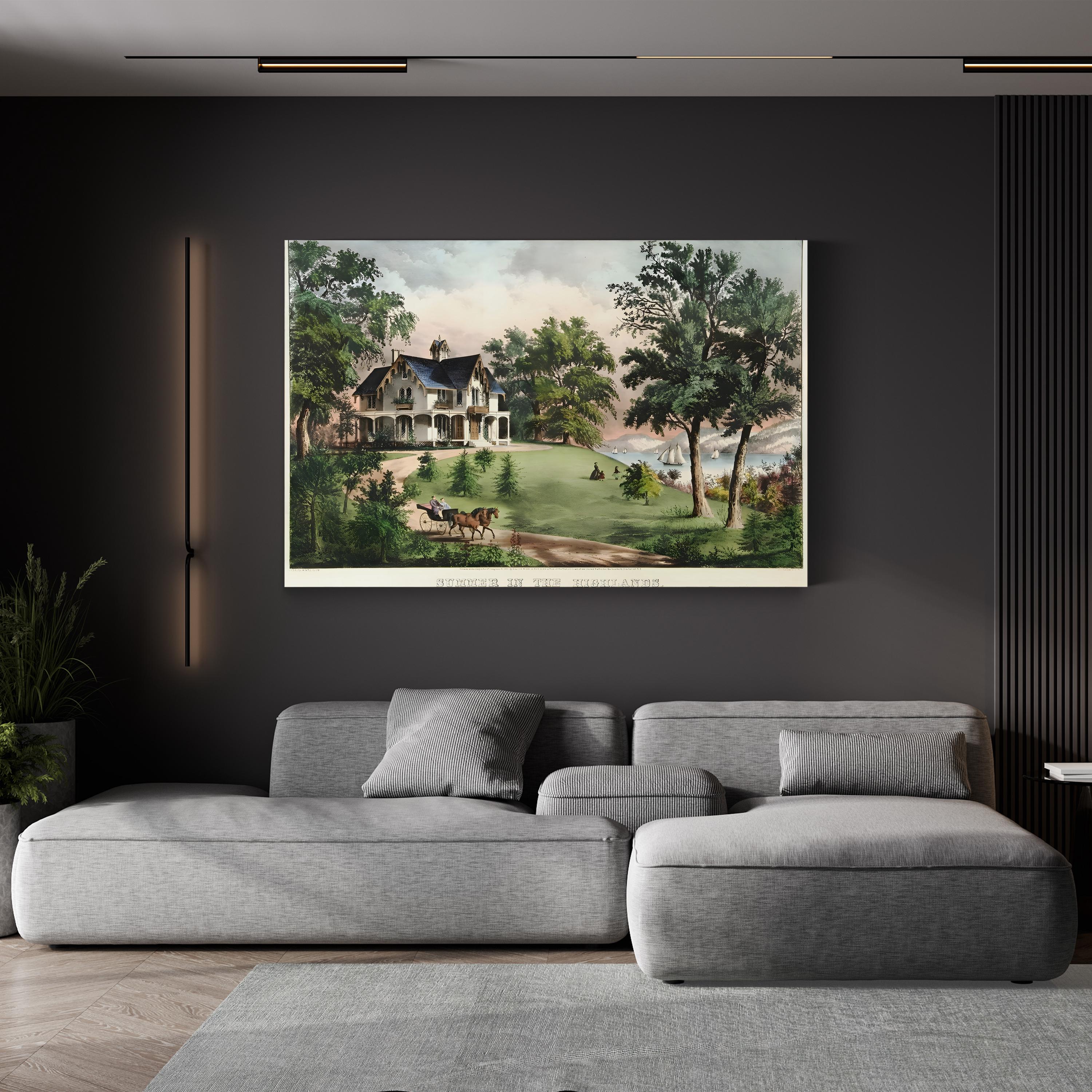 Summer in the Highlands, 1867 – Currier & Ives Wall Art | Scenic Landscape Canvas Print