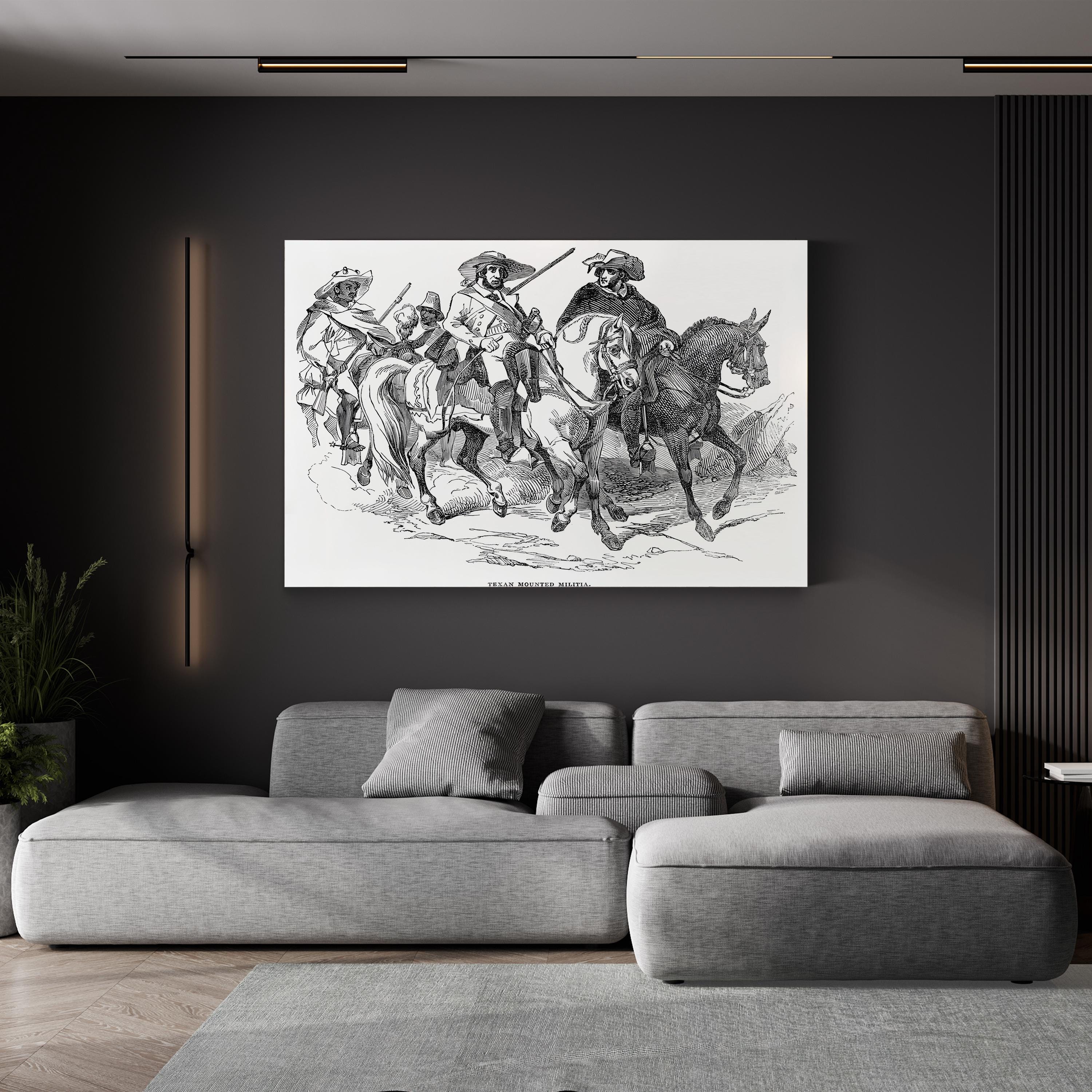 Texas Rangers 1842 Canvas Print – Vintage Western Cowboy on Horse Wall Art