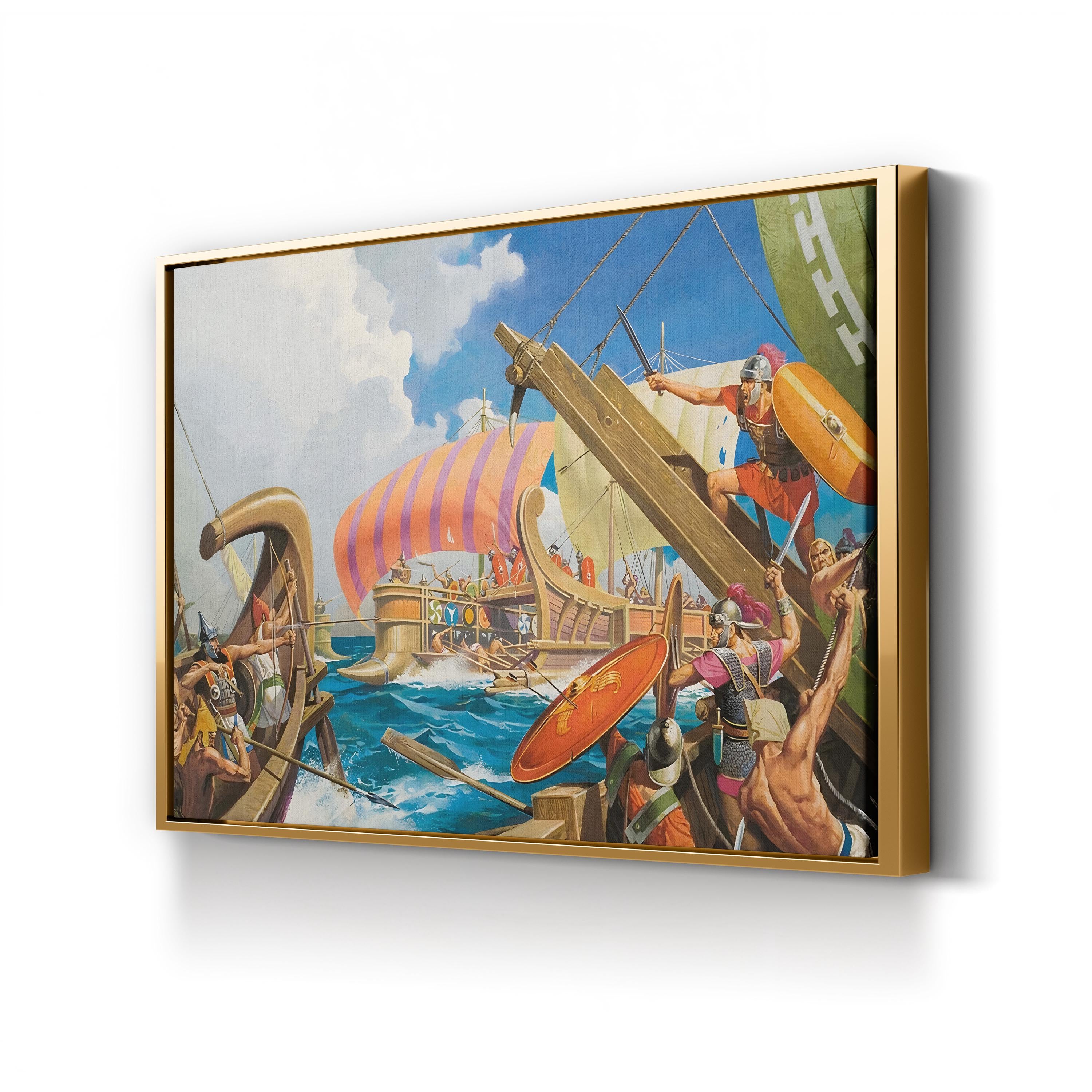 Vintage “The Army That Fought at Sea” Canvas Art Print: Ancient Naval Warfare Illustration