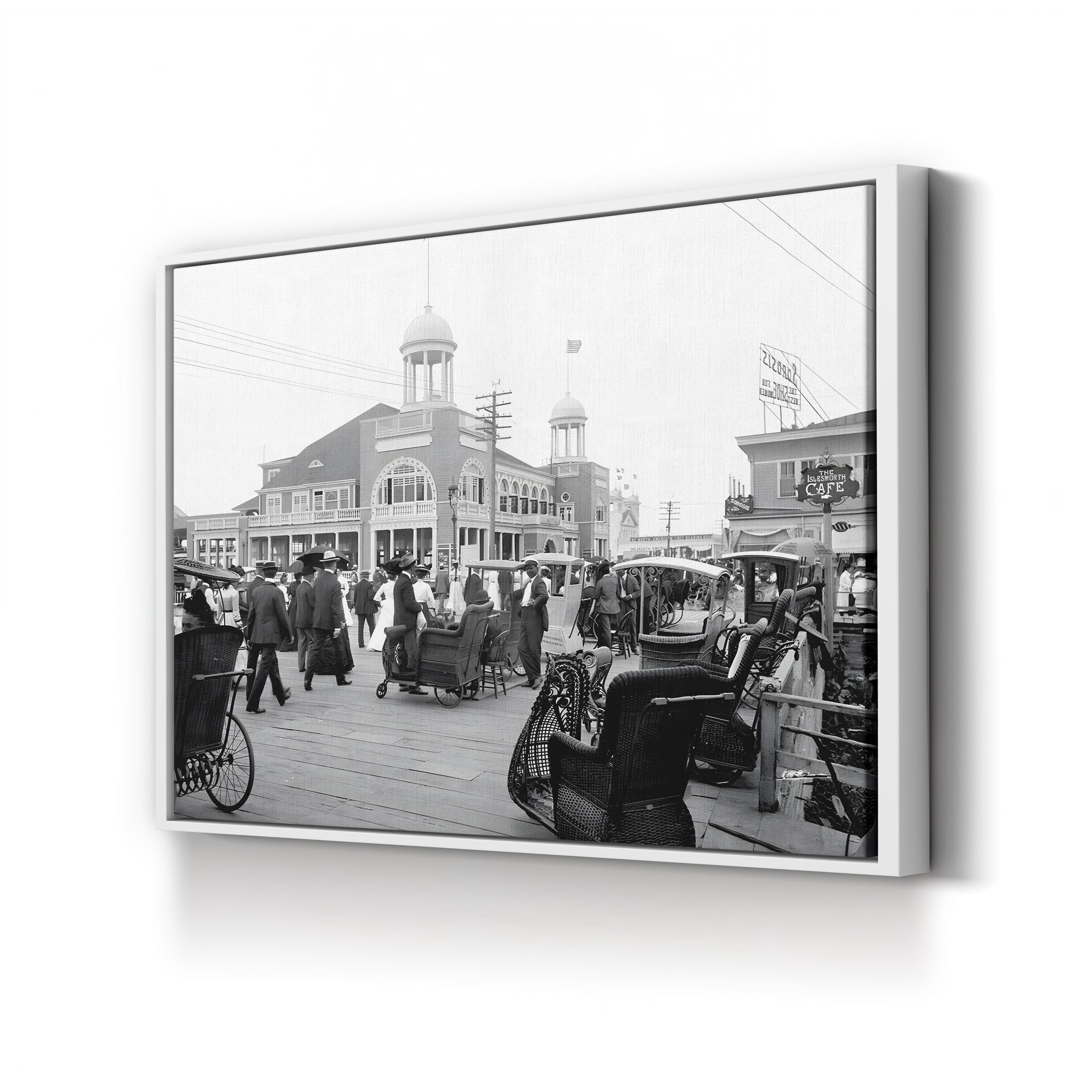 Atlantic City Boardwalk, 1900 – Vintage Photography Wall Art | Black & White Coastal Canvas Print
