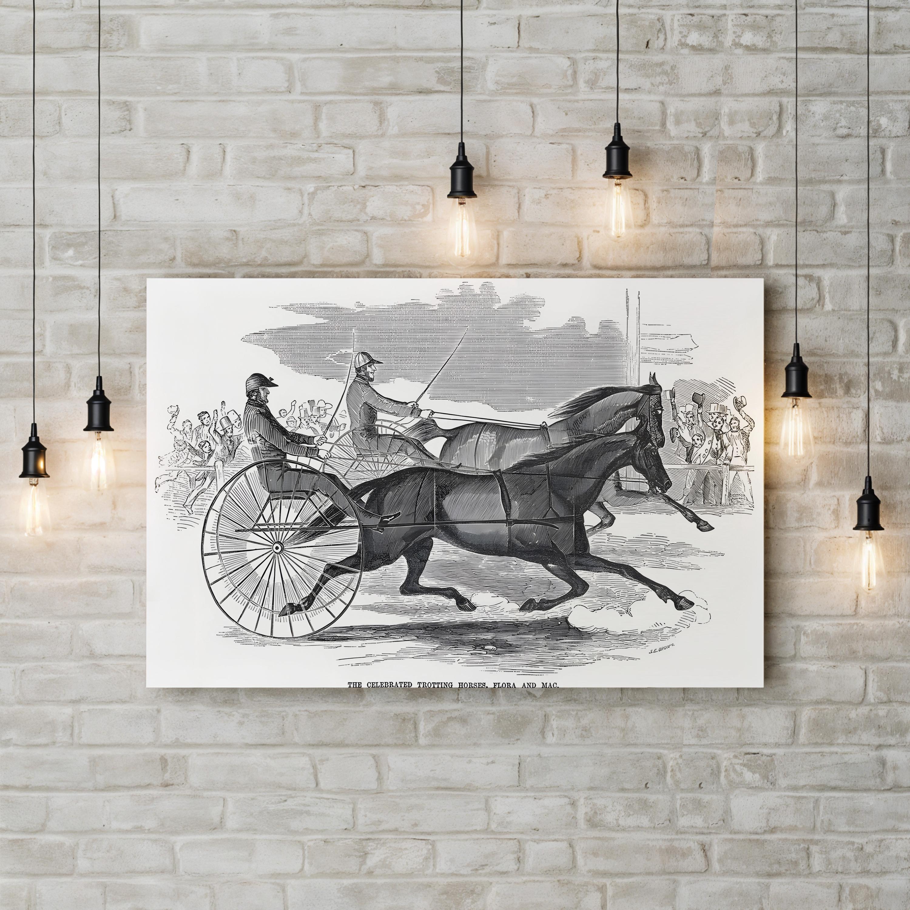 Flora & Mac Trotting Horses, 1854 – Period Illustration Wall Art | Equestrian Canvas Print