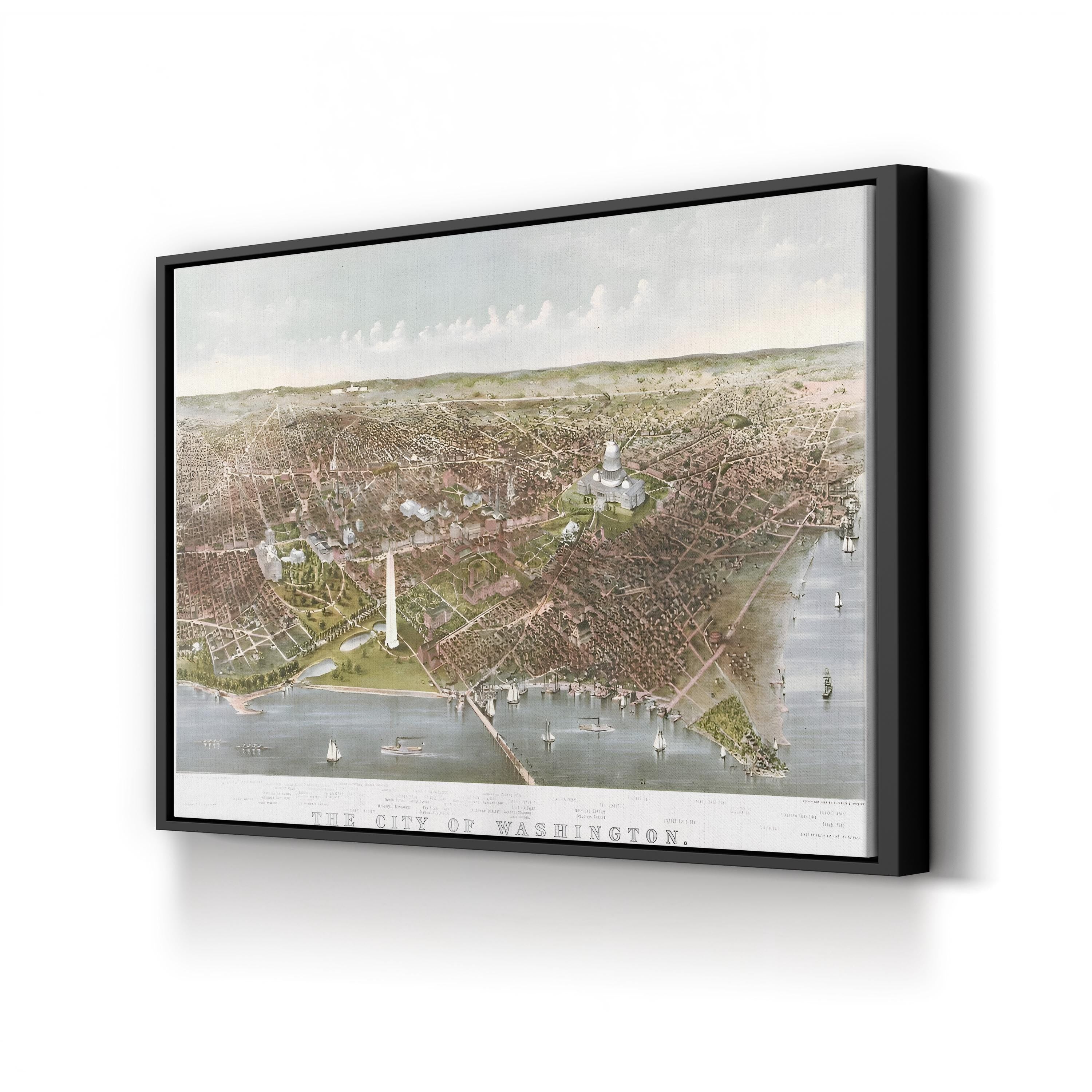 Washington DC Potomac View – Period Illustration Wall Art | 19th-Century Cityscape Canvas Print