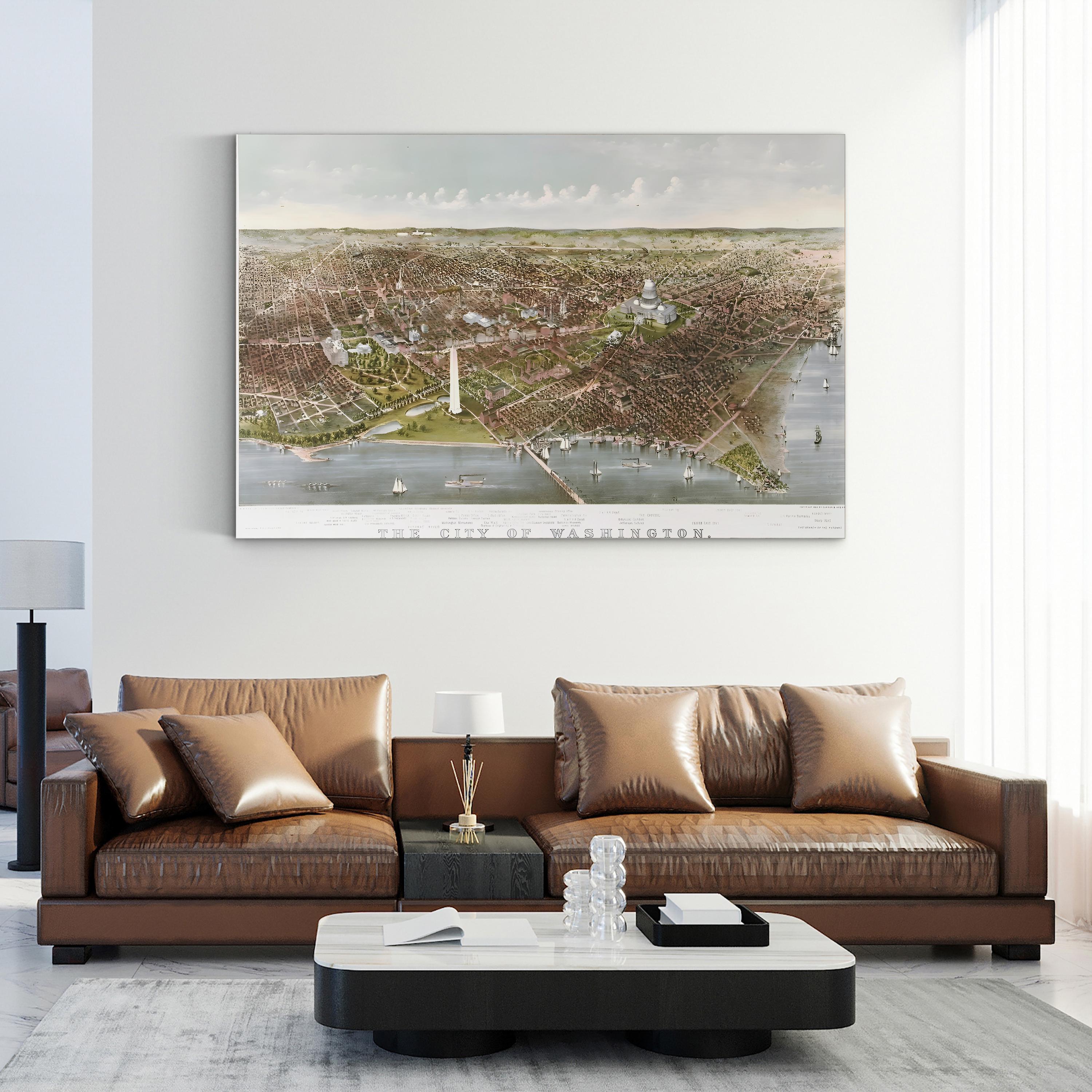 Washington DC Potomac View – Period Illustration Wall Art | 19th-Century Cityscape Canvas Print
