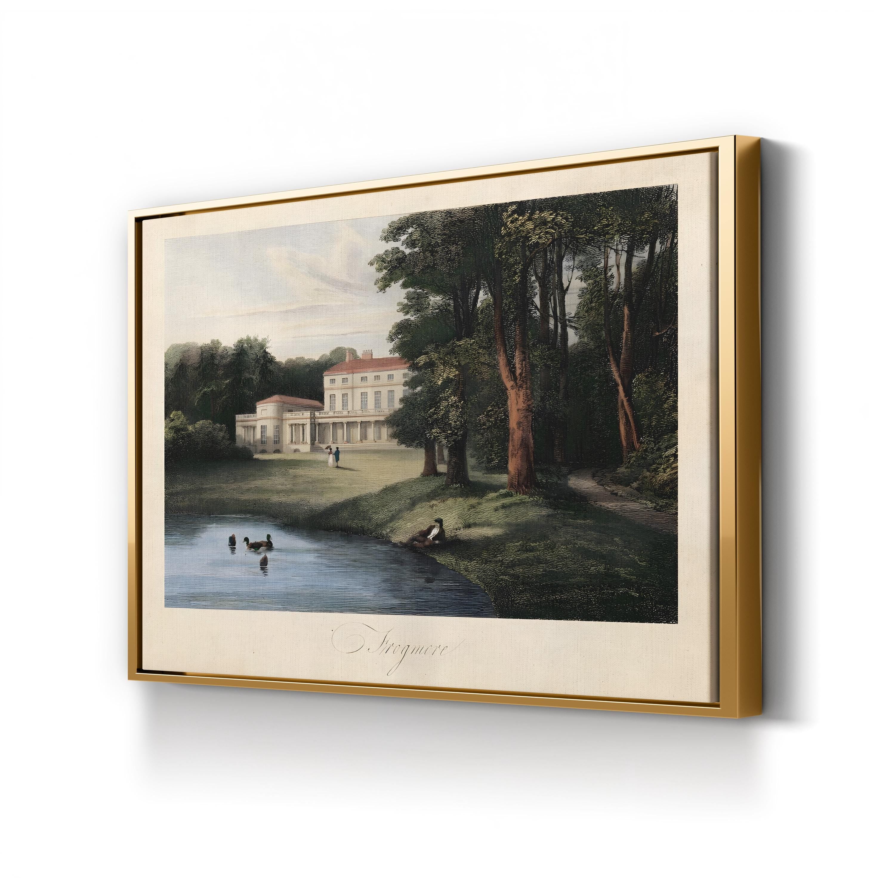English Countryside I River Estate – Period Illustration Wall Art | Pastoral Landscape Canvas Print