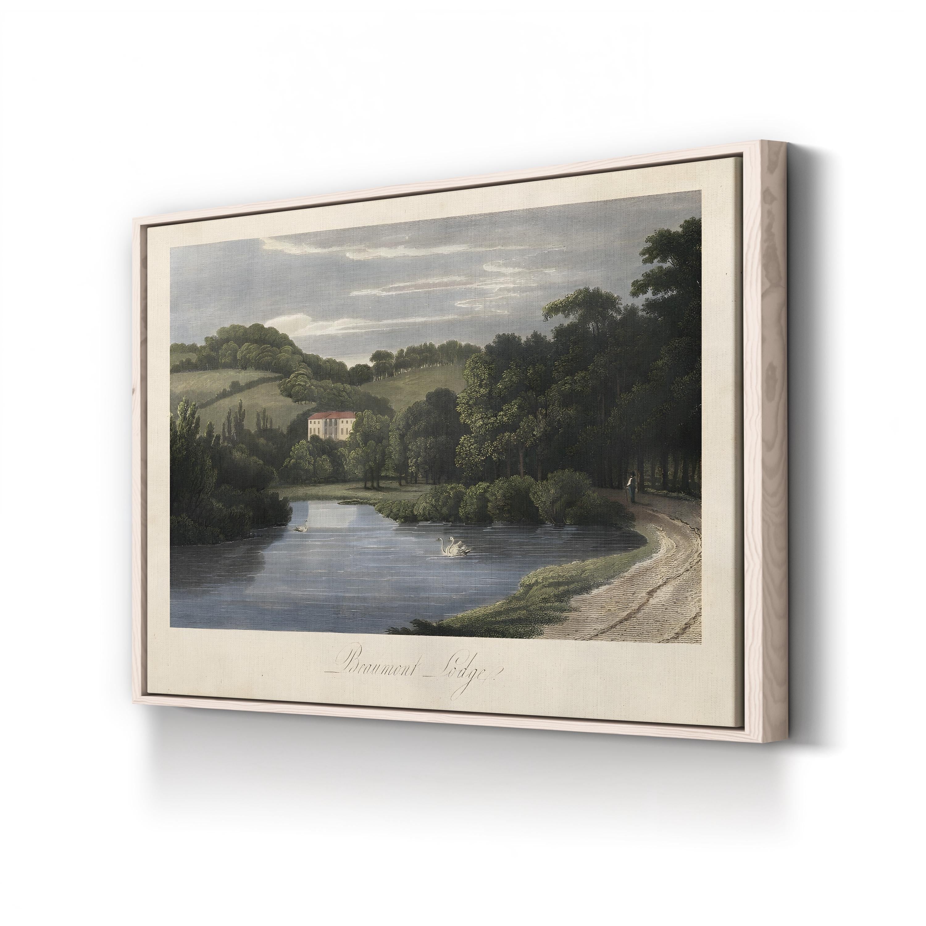 English Countryside III – Period Illustration Wall Art | Serene River Landscape Canvas Print