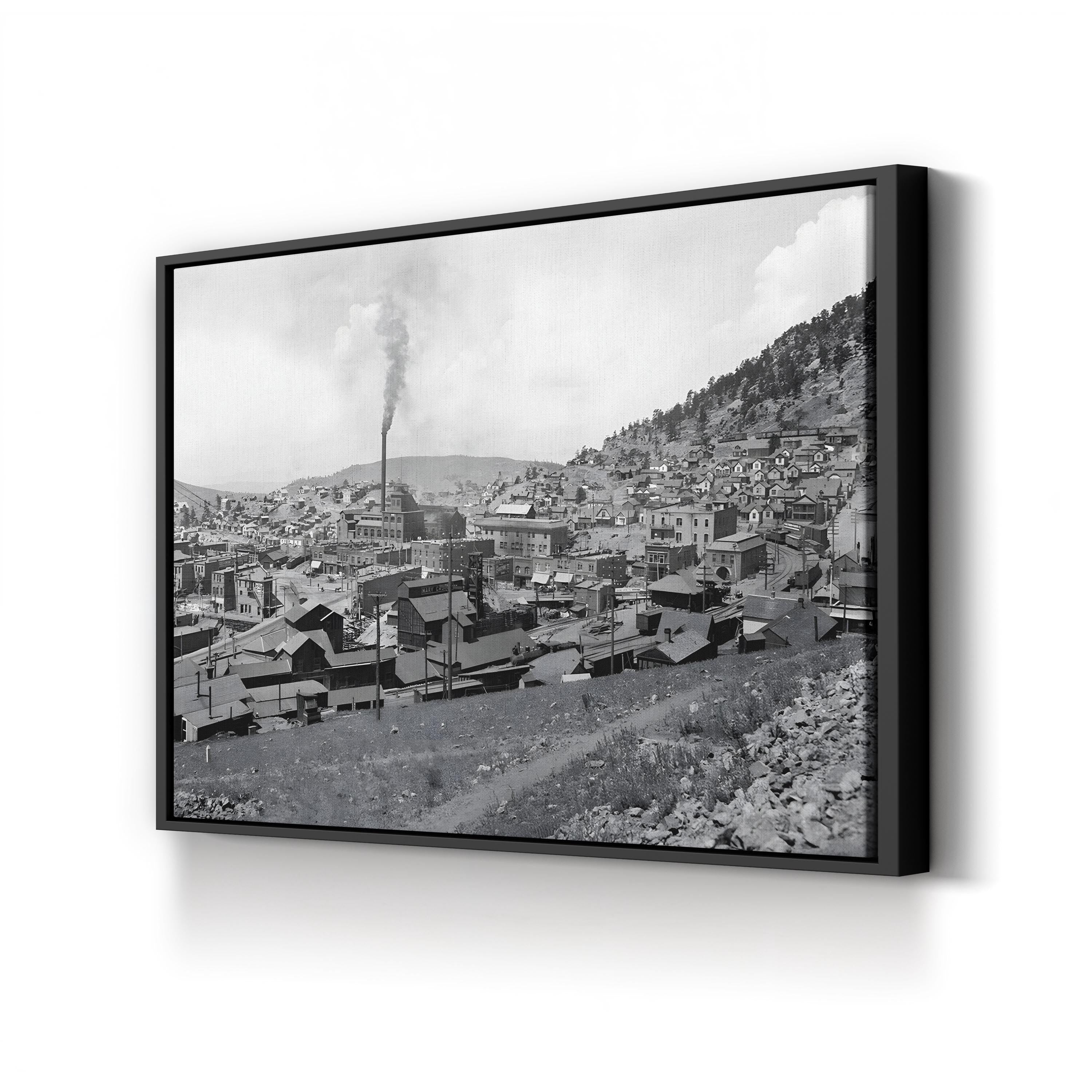 The Gold Coin Mine in Victor, Colorado, c. 1900 by William Henry Jackson canvas print in a black frame