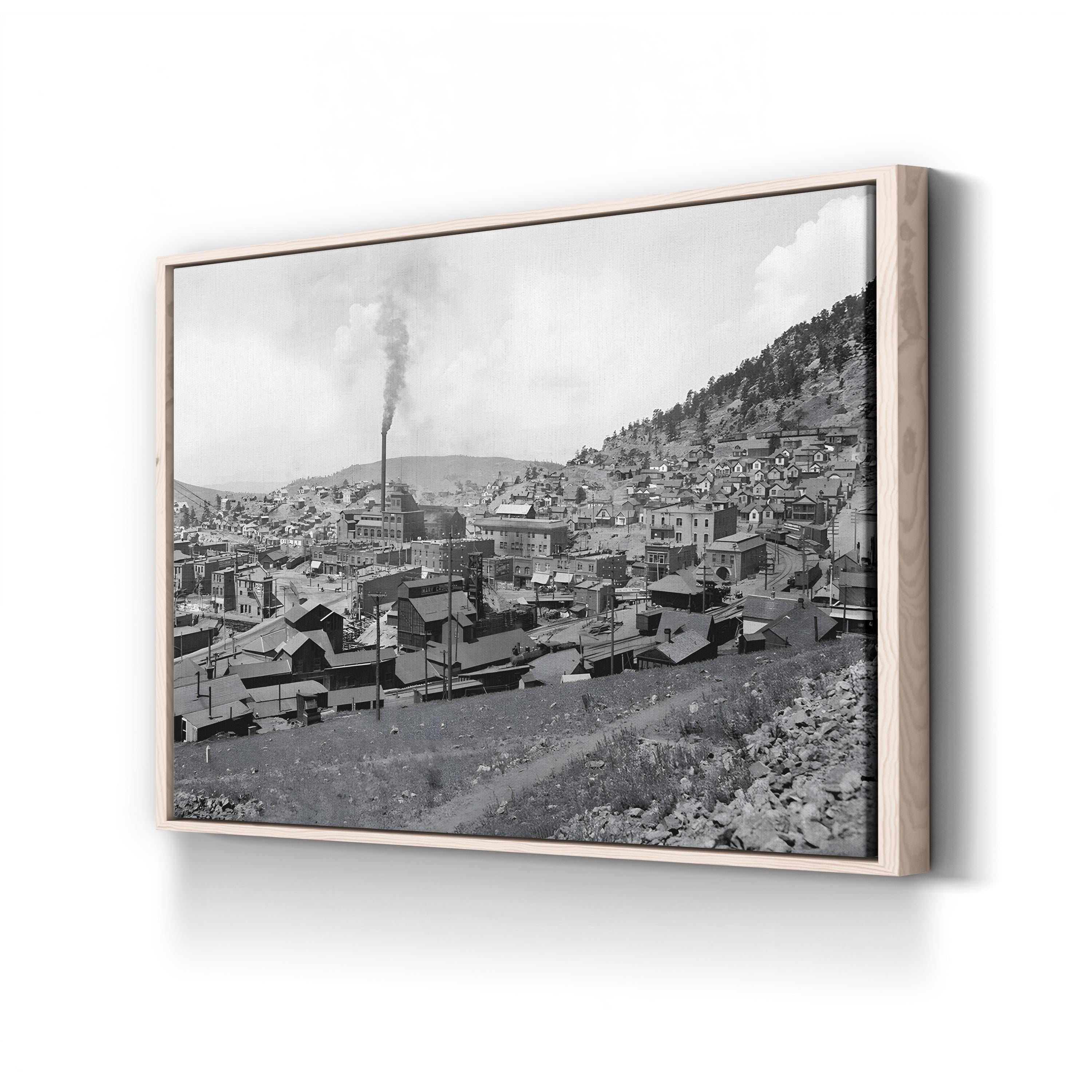 The Gold Coin Mine in Victor, Colorado, c. 1900 by William Henry Jackson canvas print in a natural frame