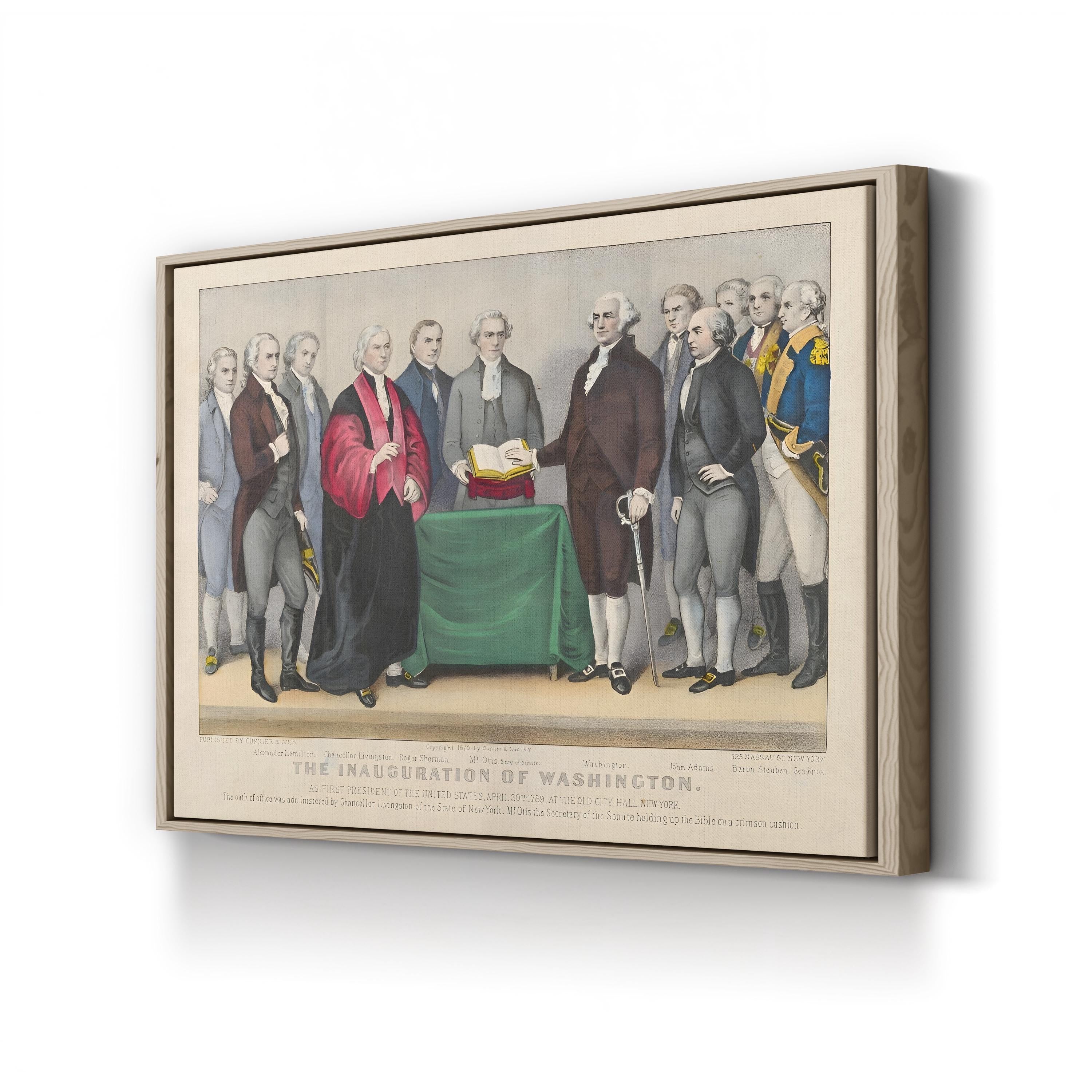 George Washington Inauguration Wall Art – Currier & Ives 1789 American History Lithograph Print