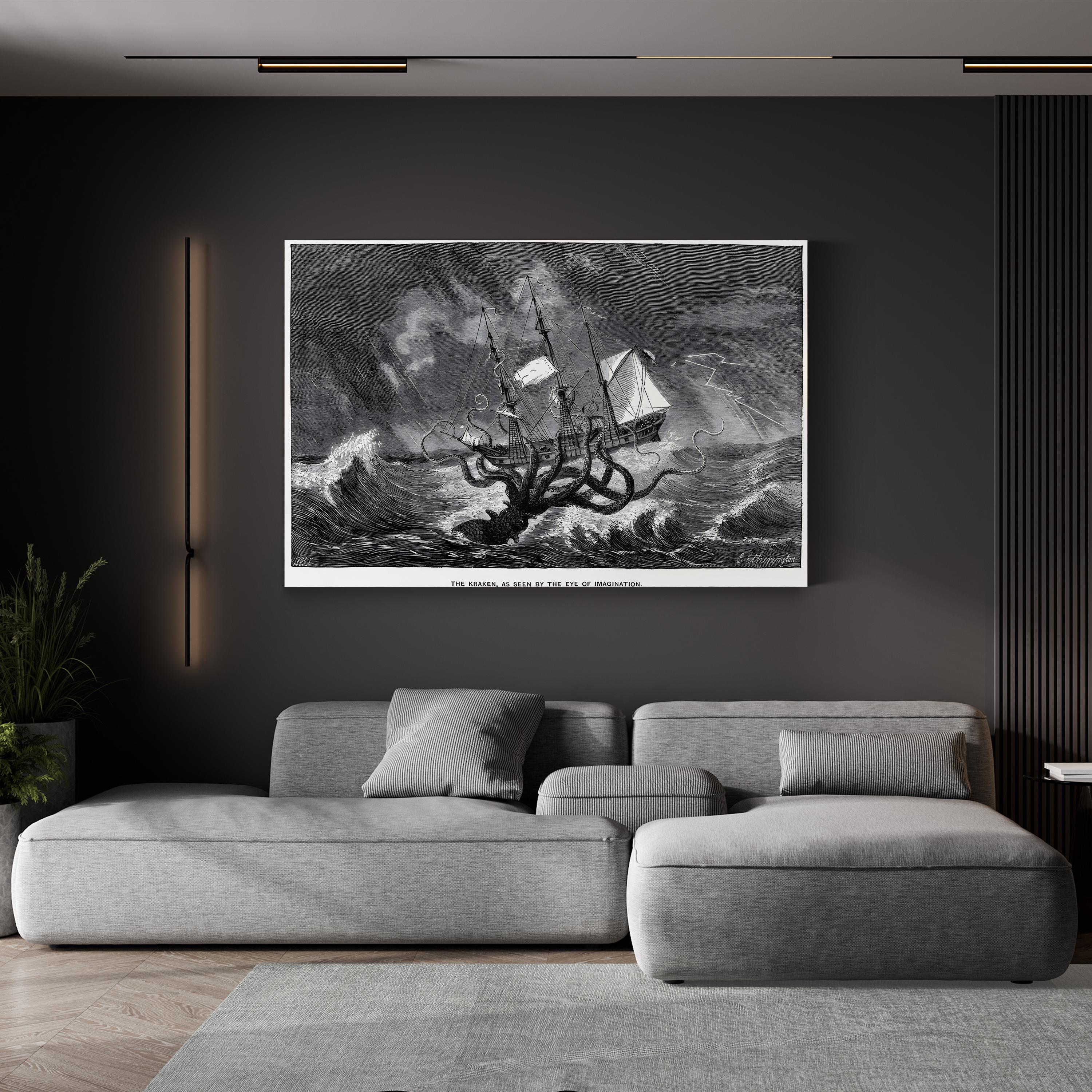 The Kraken, As Seen by the Eye of the Imagination, 1887 Wall Art by Edgar Etherington | Victorian Nautical Myth Illustration