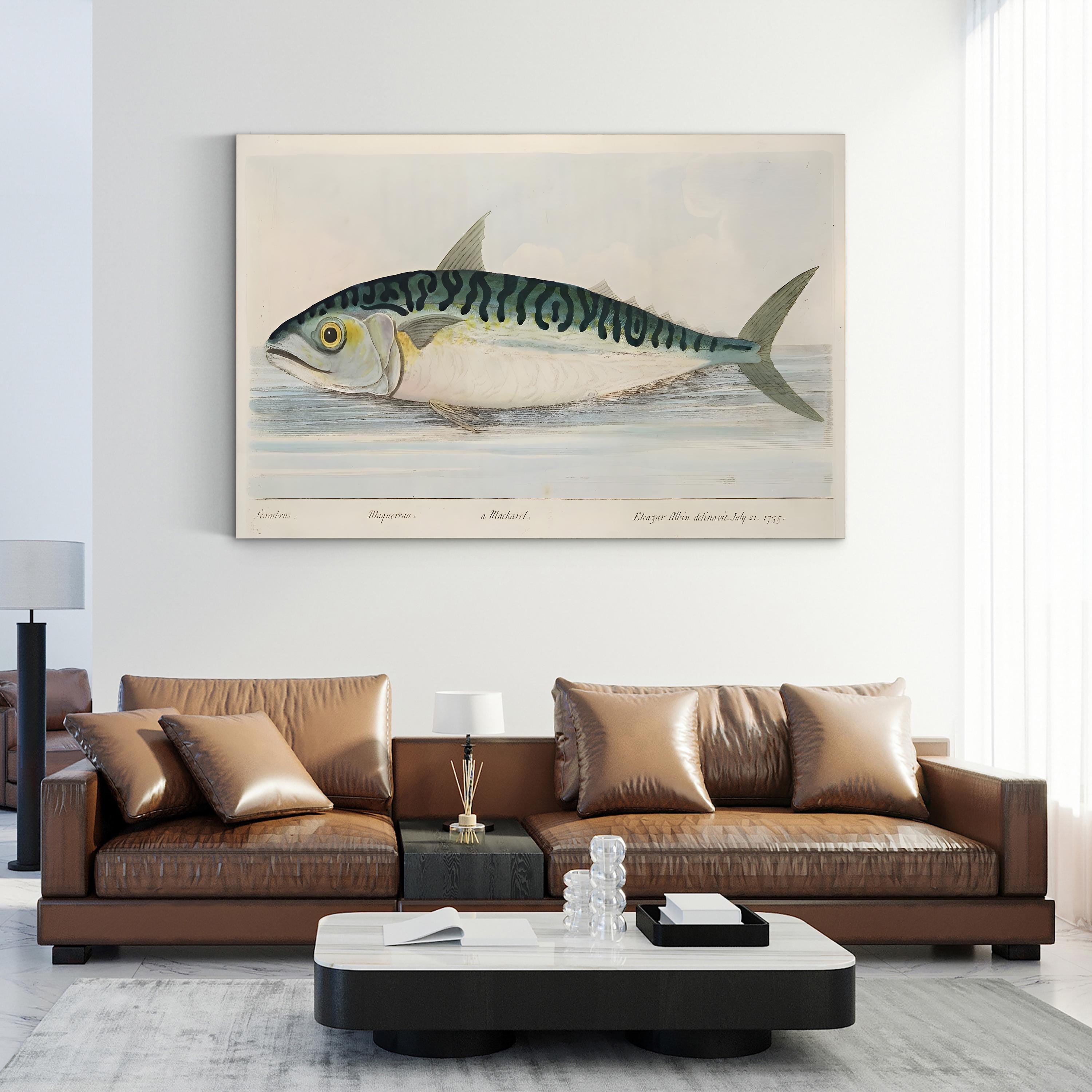 The Mackerel (1832) Wall Art by Eleazar Albin – Antique Natural History Fish Engraving