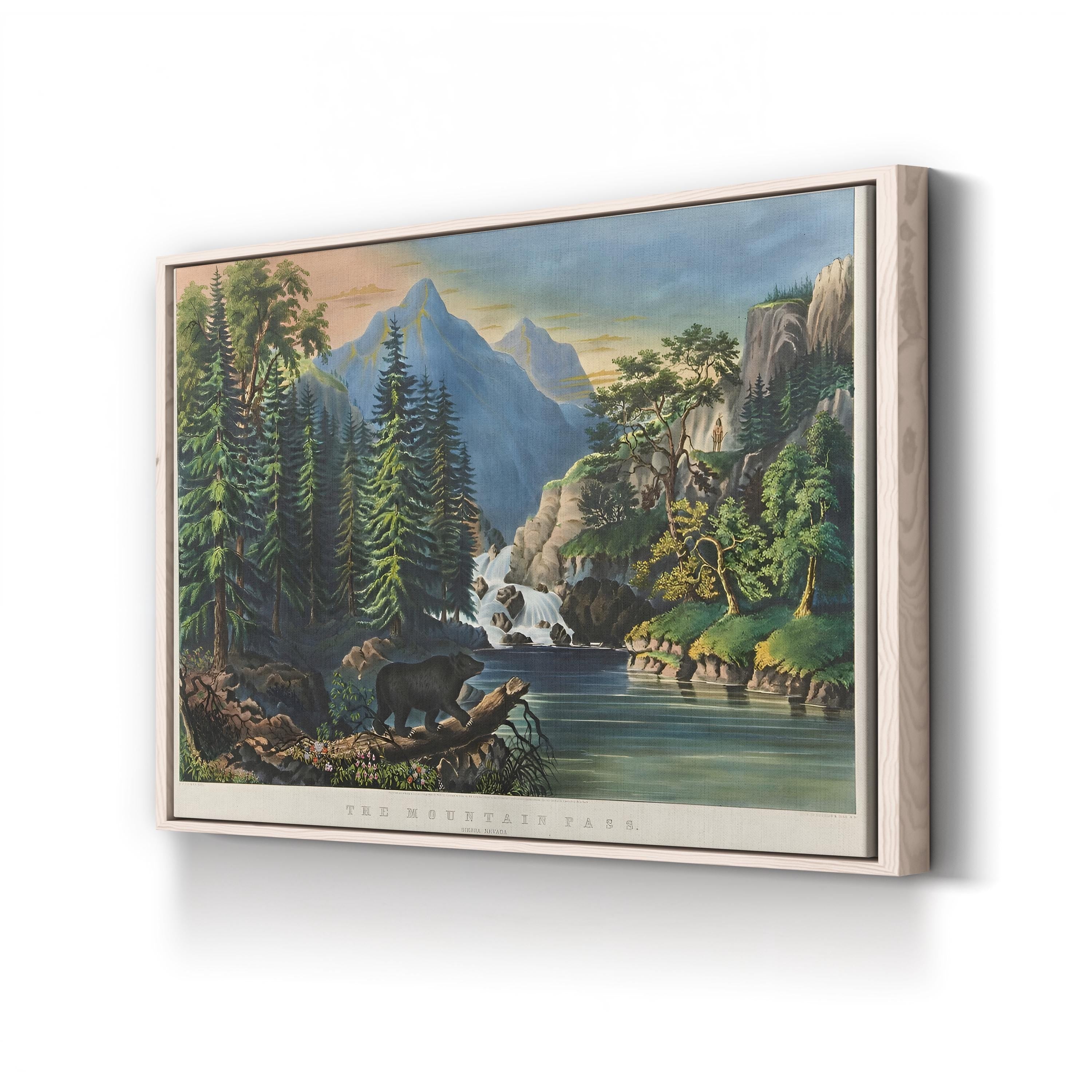 Sierra Nevada Mountain Pass – Period Illustration Wall Art | Wilderness Landscape Canvas Print