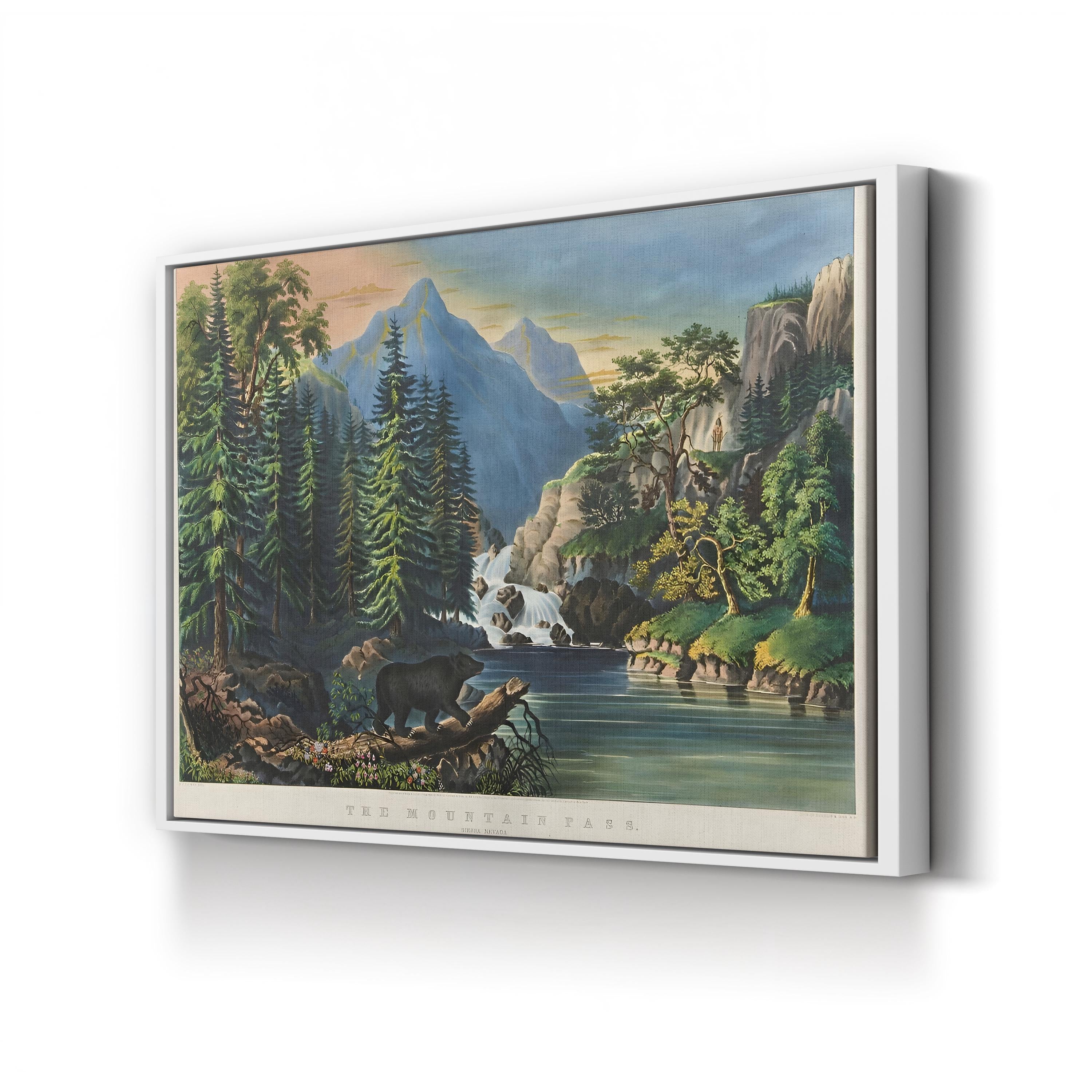 Sierra Nevada Mountain Pass – Period Illustration Wall Art | Wilderness Landscape Canvas Print