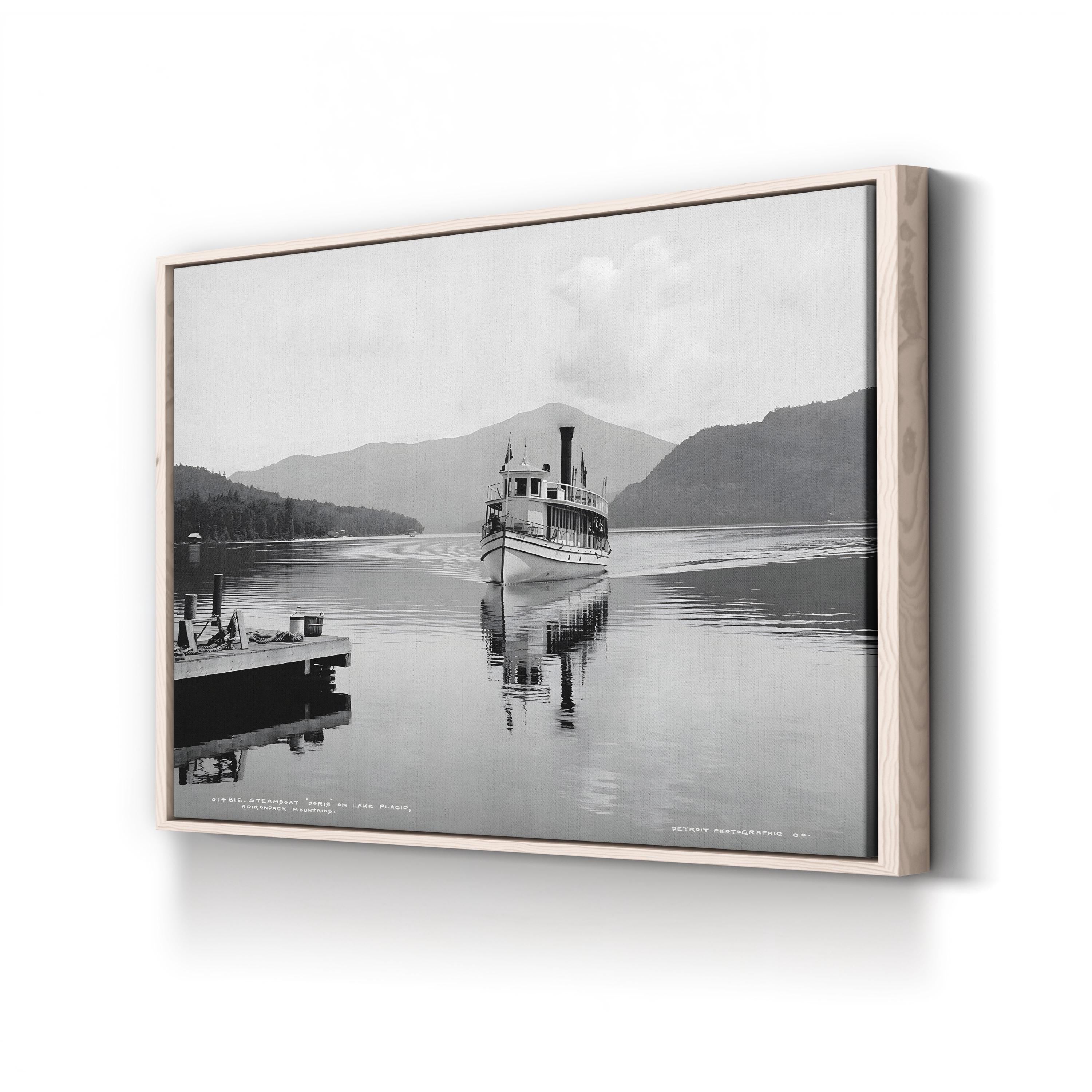 The Steamboat Doris on Lake Placid, Adirondack Mountains, New York (c.1902) Wall Art by William Henry Jackson