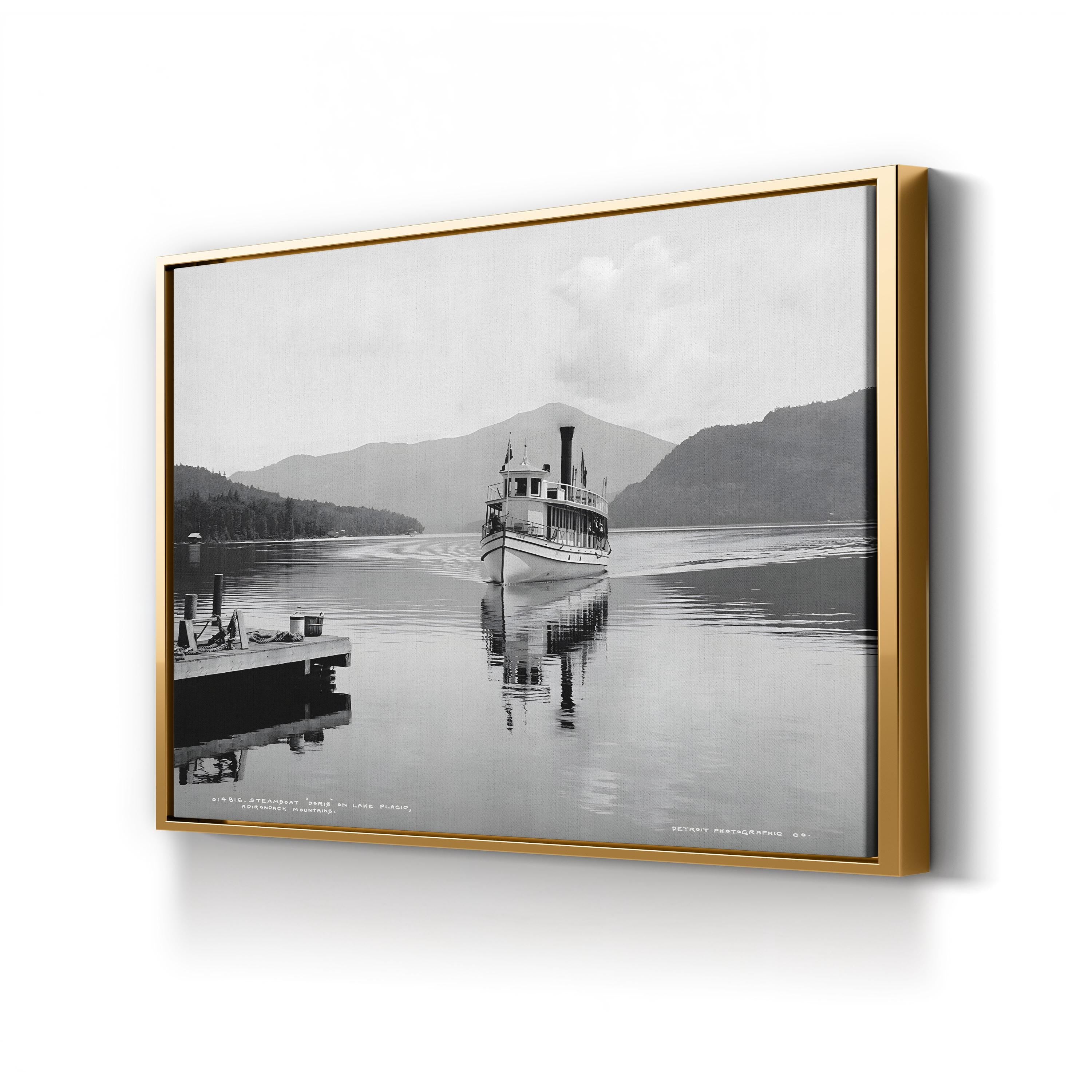 The Steamboat Doris on Lake Placid, Adirondack Mountains, New York (c.1902) Wall Art by William Henry Jackson