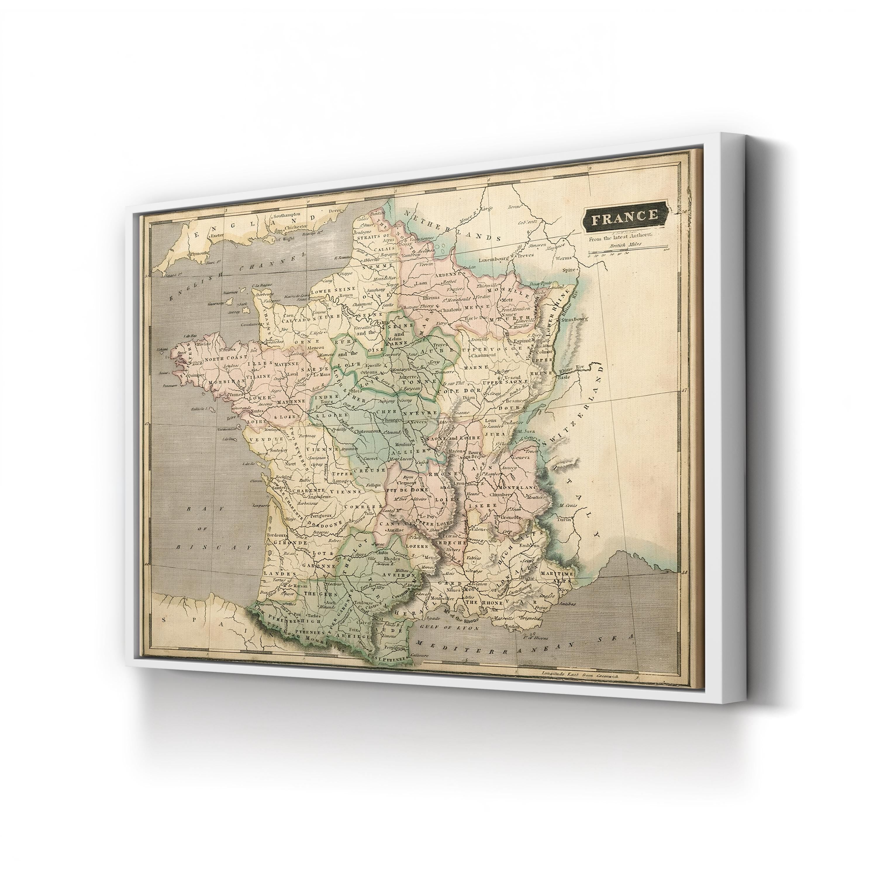 Thomson Map of France, 1814 – Historical Map Wall Art | Vintage Cartography Canvas Print