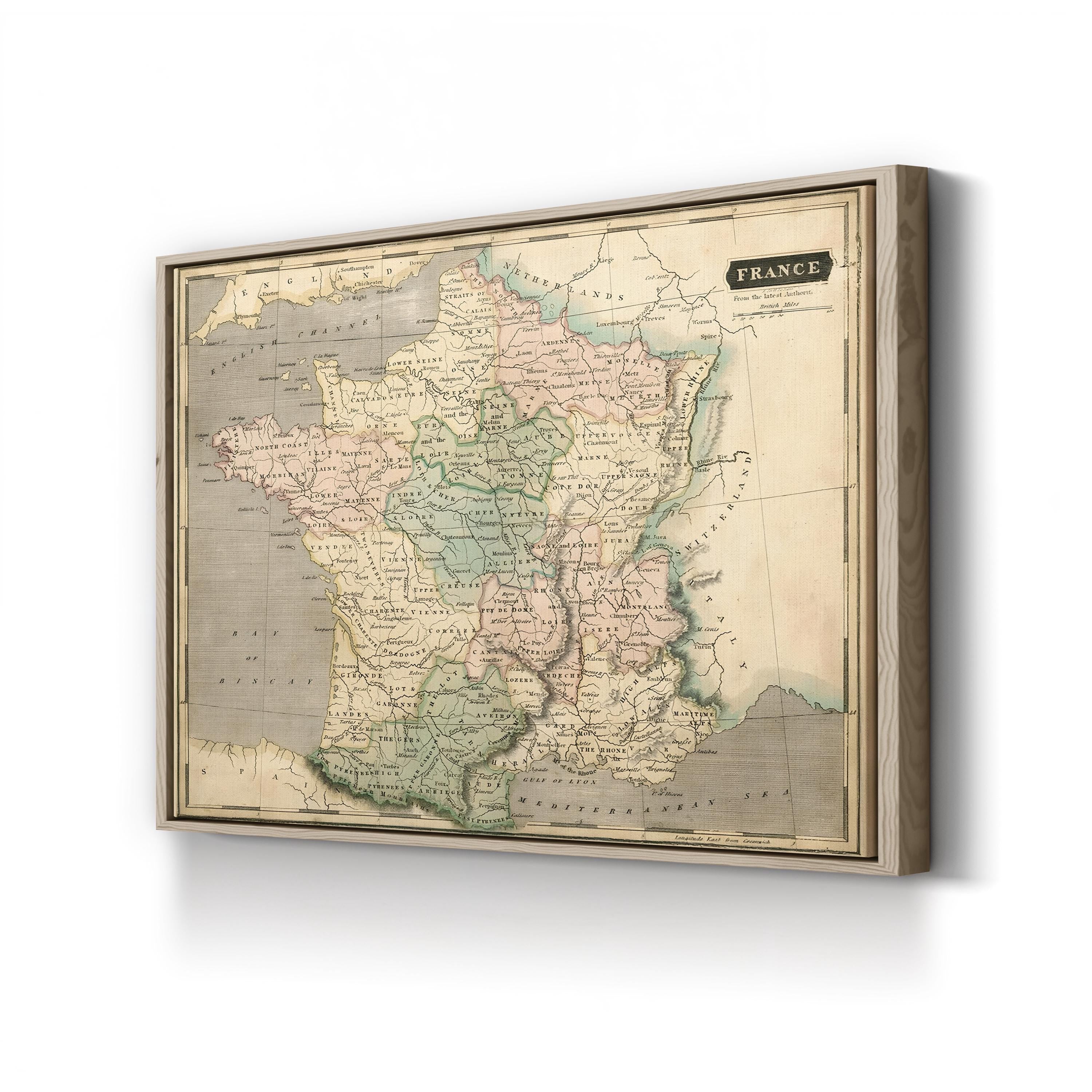 Thomson Map of France, 1814 – Historical Map Wall Art | Vintage Cartography Canvas Print
