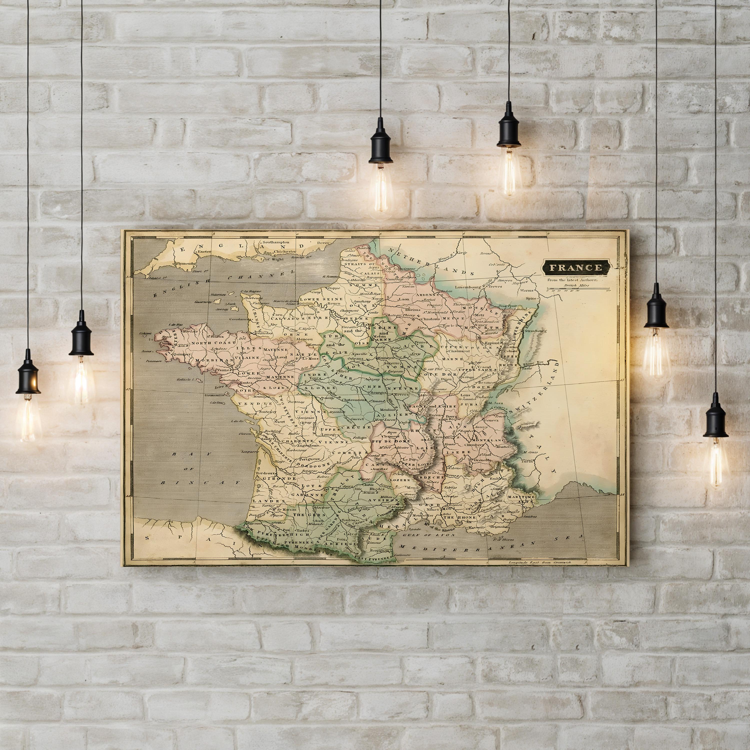 Thomson Map of France, 1814 – Historical Map Wall Art | Vintage Cartography Canvas Print