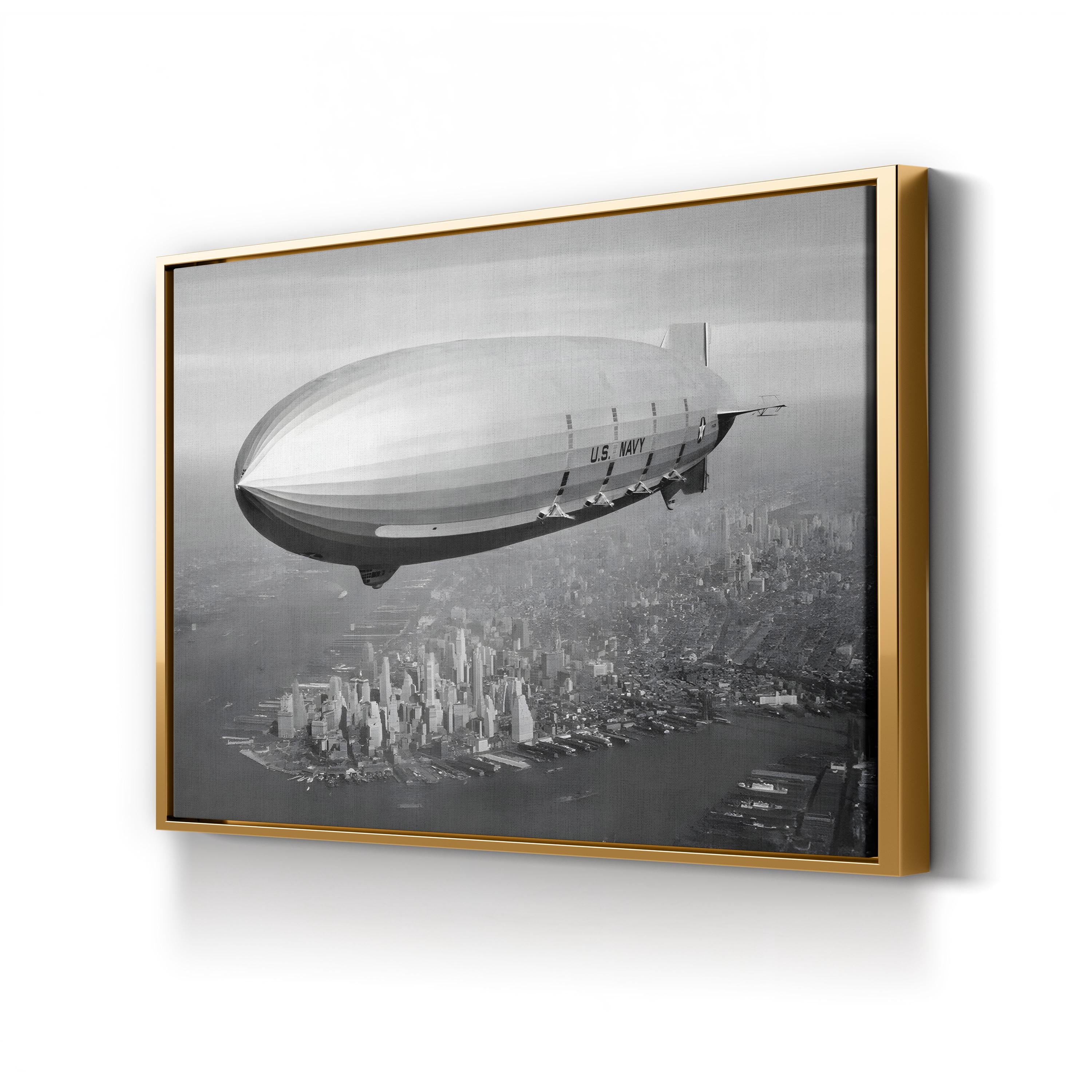 USS Macon Airship Over New York City: Vintage Aviation Canvas Art