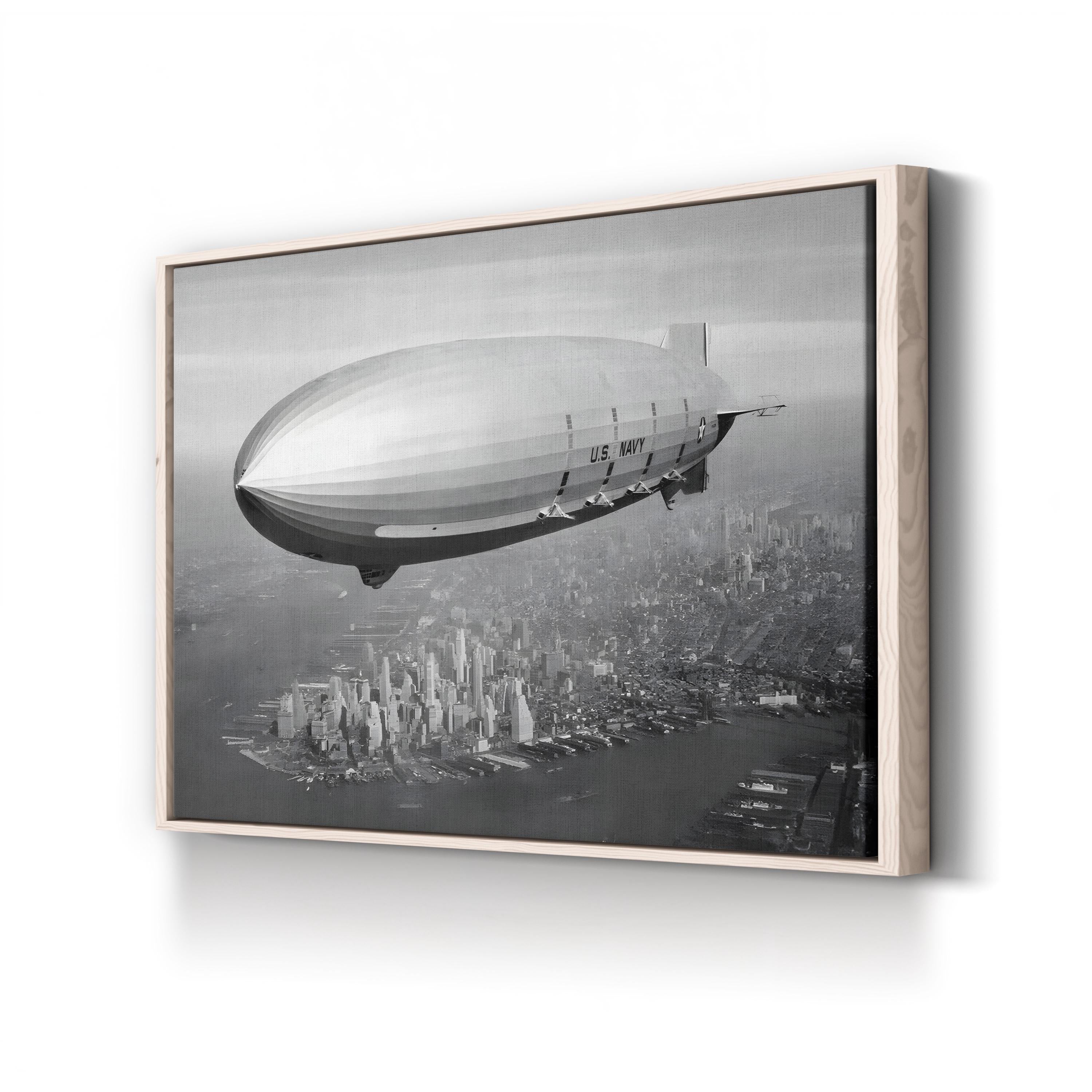 USS Macon Airship Over New York City: Vintage Aviation Canvas Art