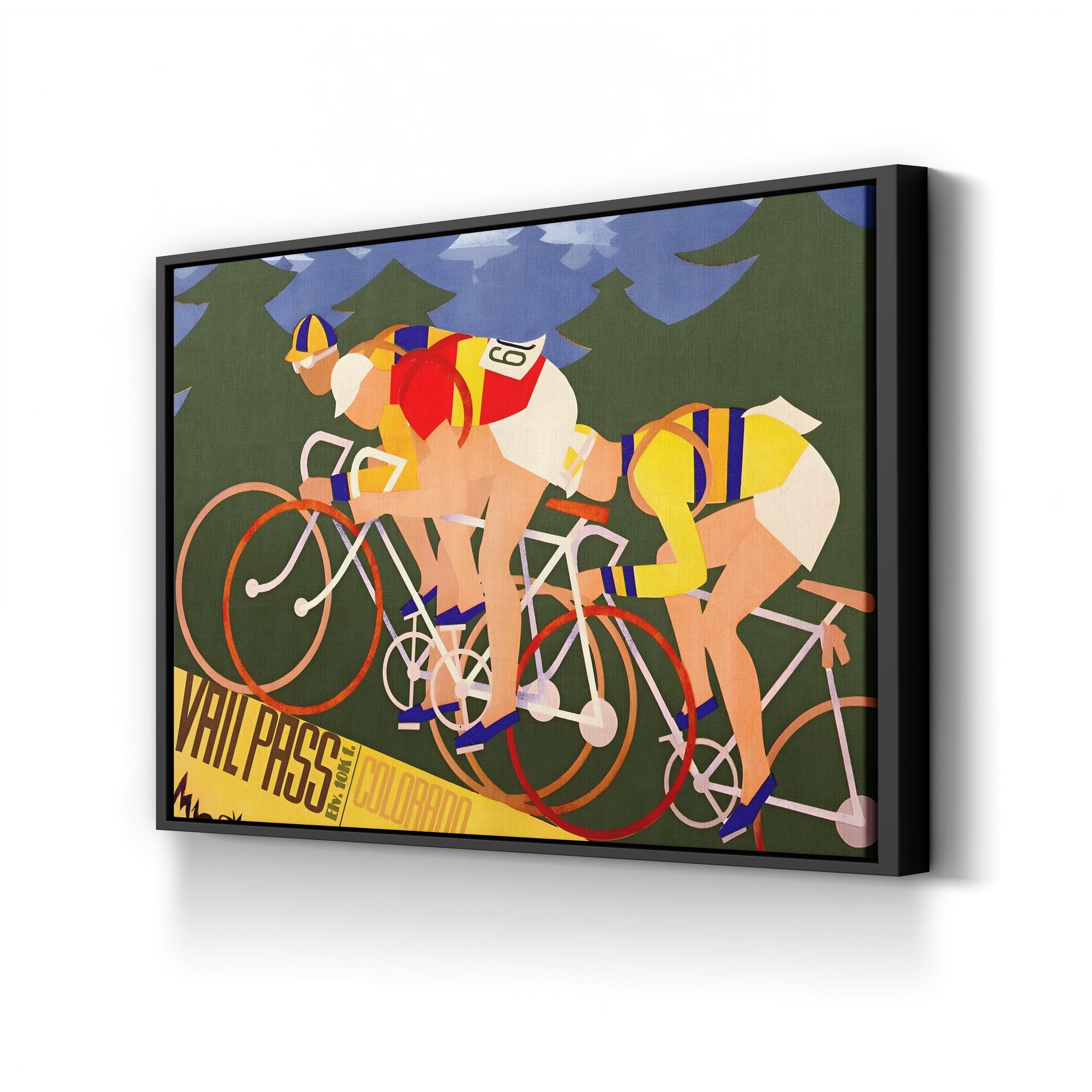 Vintage Cycling Illustration Vail Pass Bicycle Race in Colorado  Poster