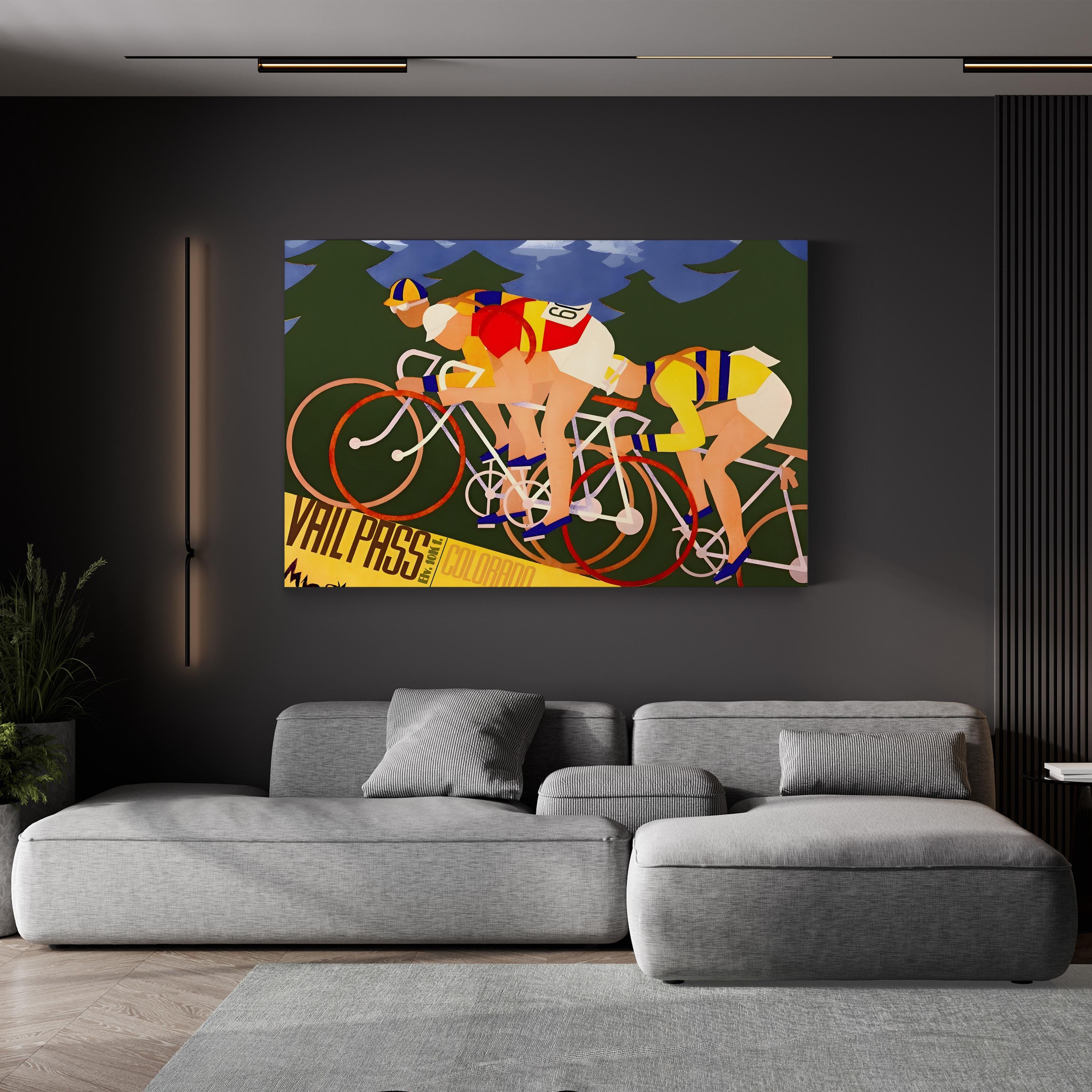 Vintage Cycling Illustration Vail Pass Bicycle Race in Colorado  Poster