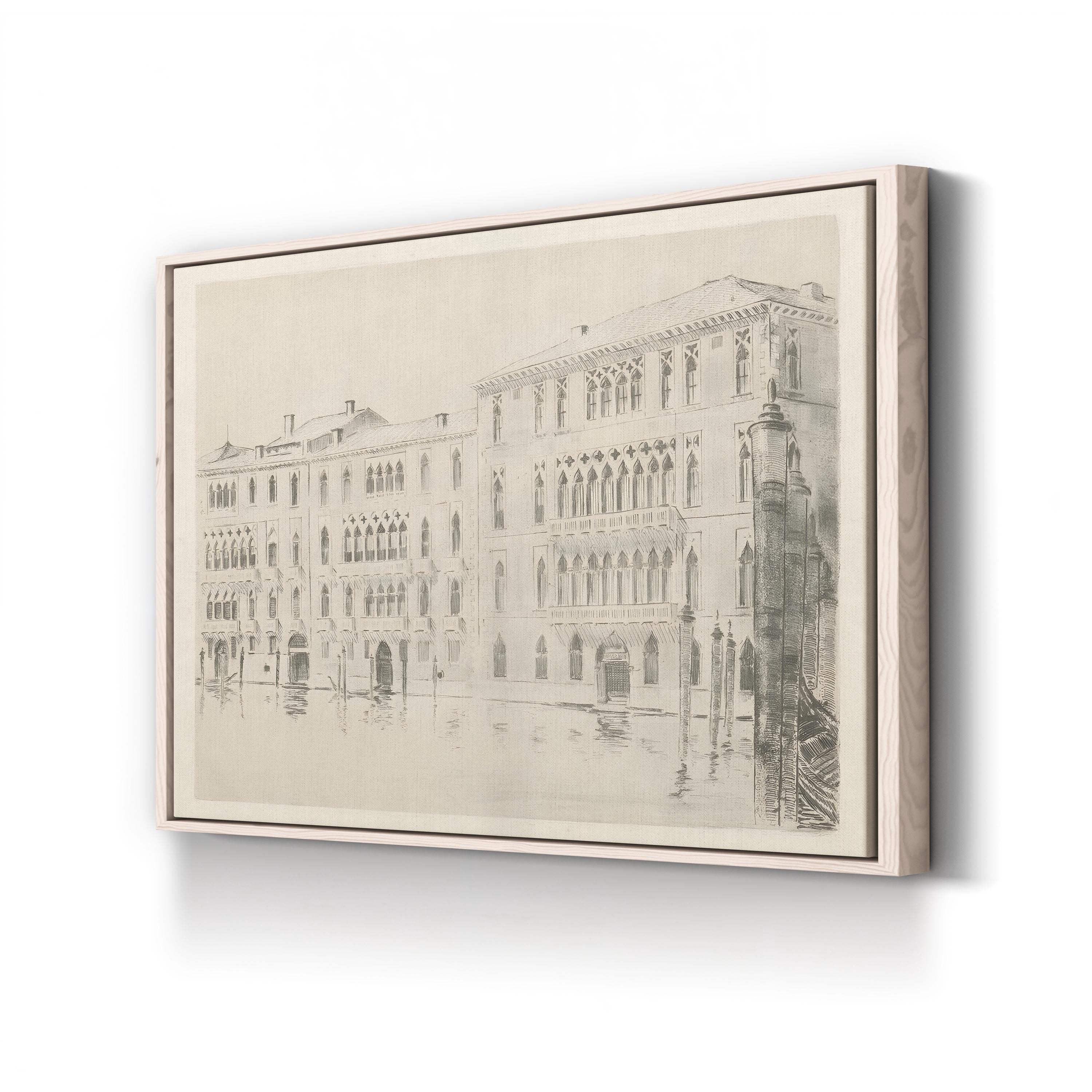 Venice, Italy Canal Architecture Etching Canvas Art Print