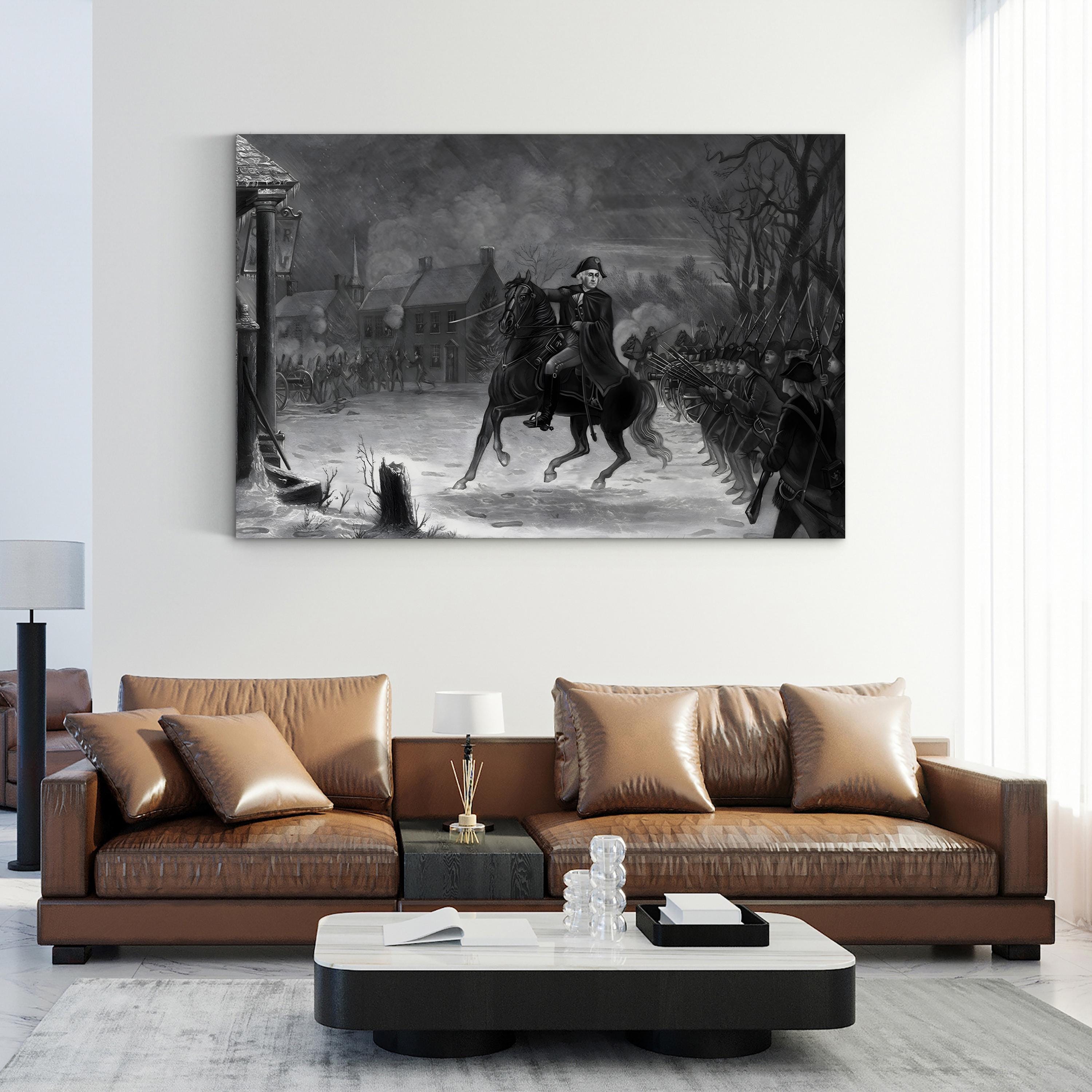 General Leading Troops Through Snow – Period Illustration Wall Art | Vintage Military Canvas Print